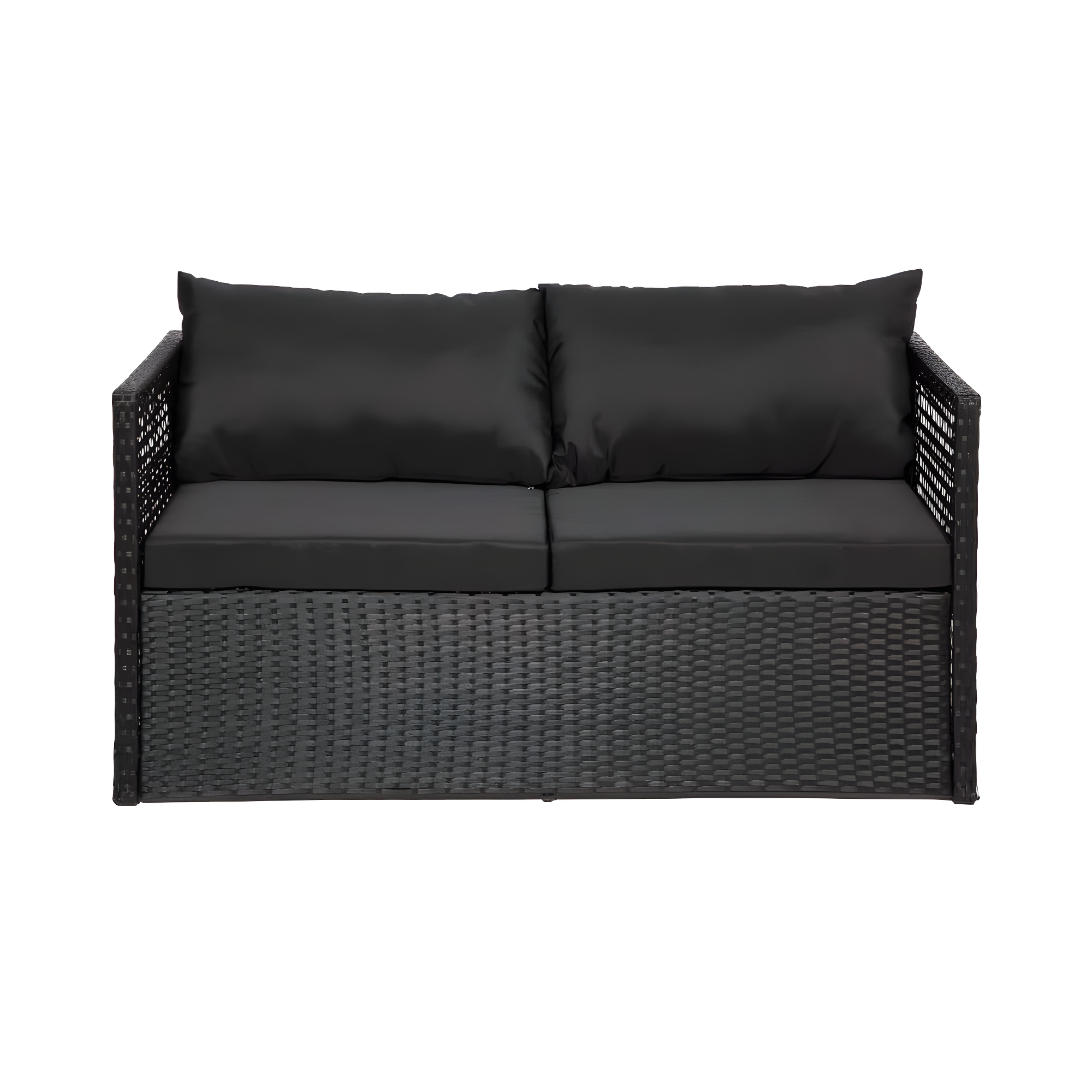 4-Piece Outdoor Patio Sofa Conversation Set with Back Cushion, Black