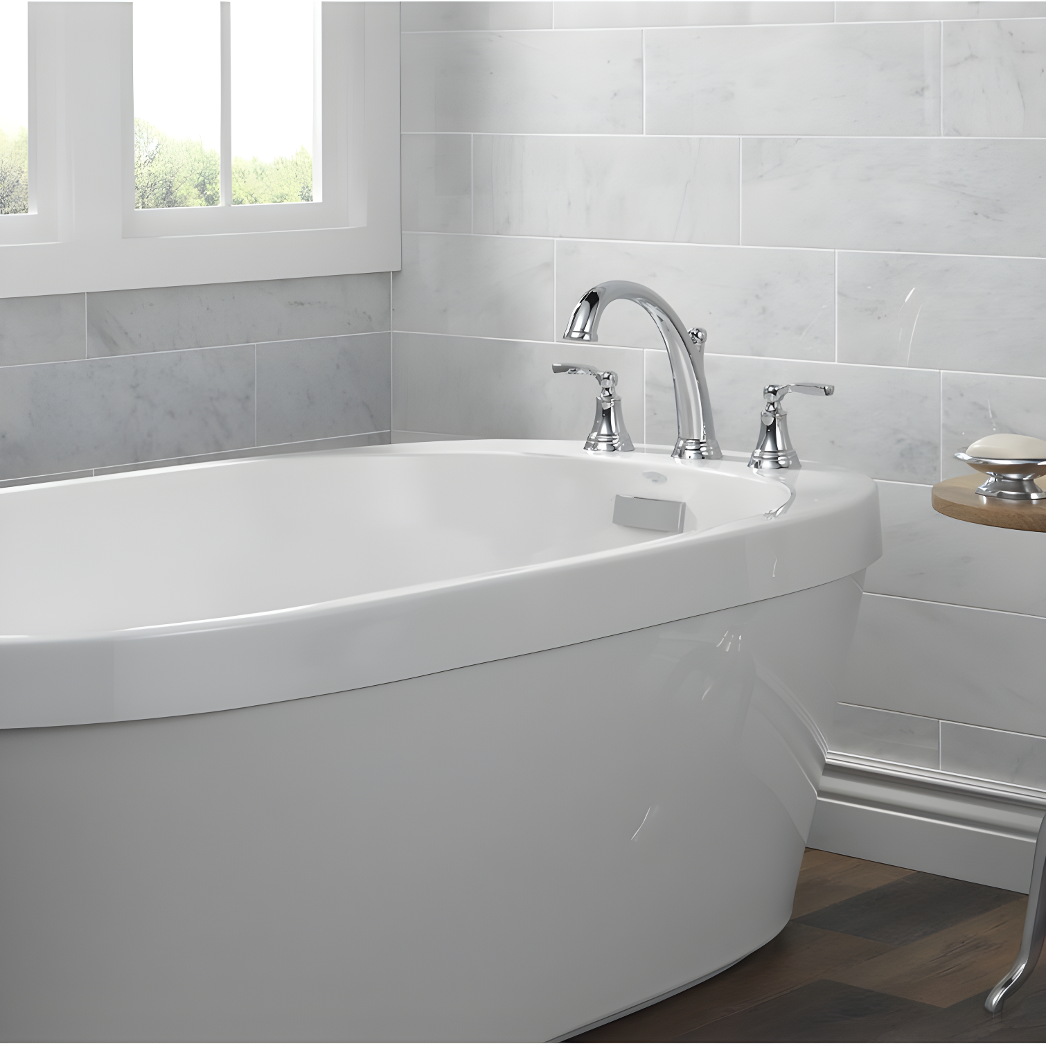 Double Handle Deck Mounted Roman Tub Faucet Trim
