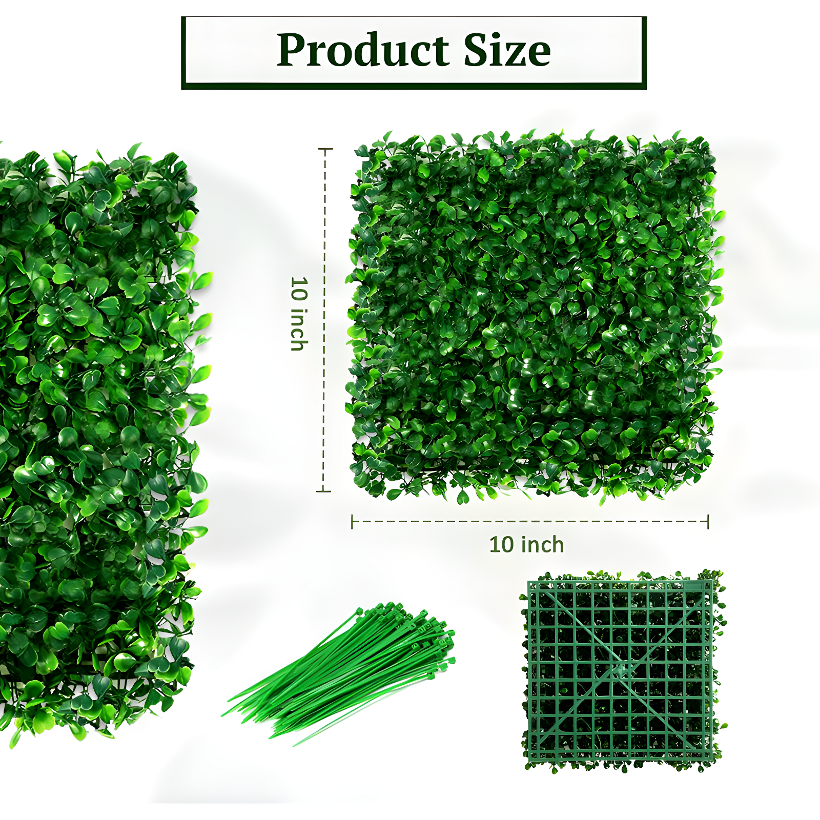 Artificial Boxwood Plant Hedge, Green Grass Backdrop, Indoor and Outdoor Use (Set of 12)