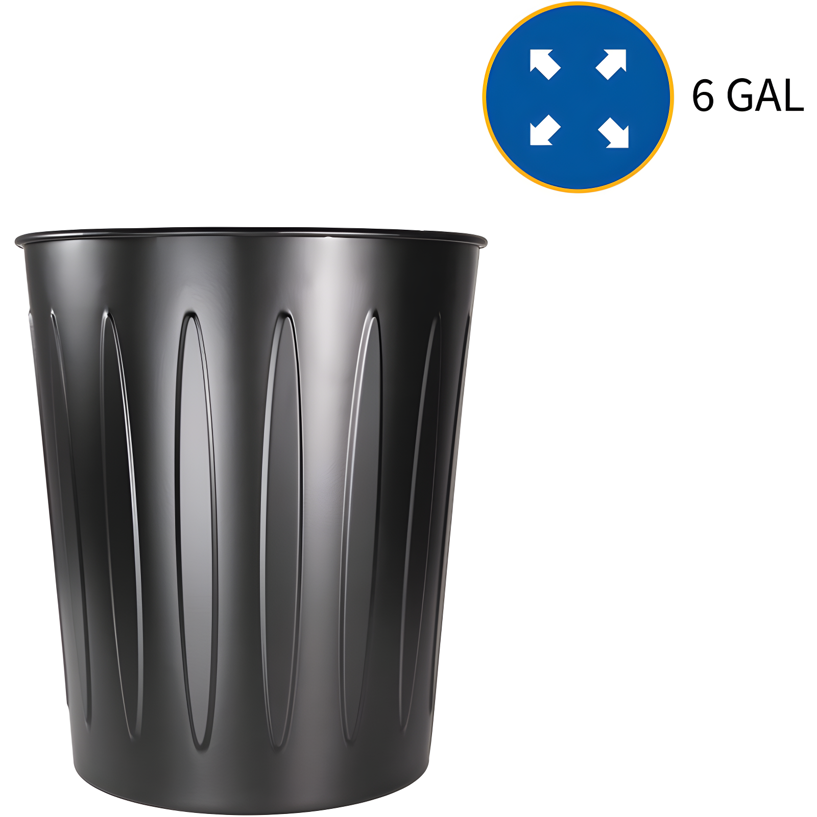 Steel Open Trash Can - 6 Gallons