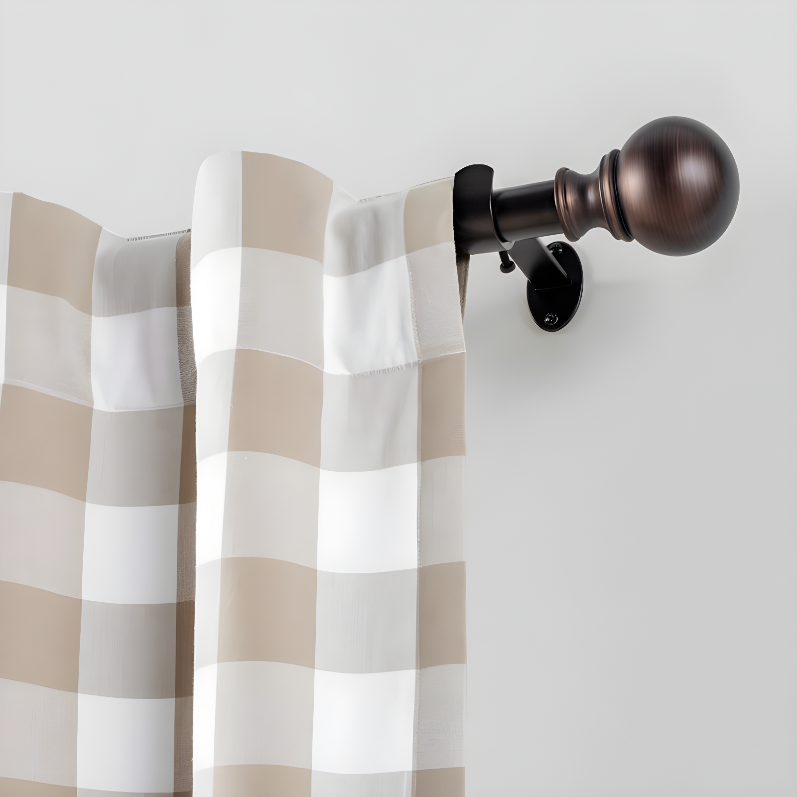Cordelia 1" Window Drapery Single Curtain Rod with Globe Ball Finial - 28"-48" - Antique Bronze - Elrene Home Fashions