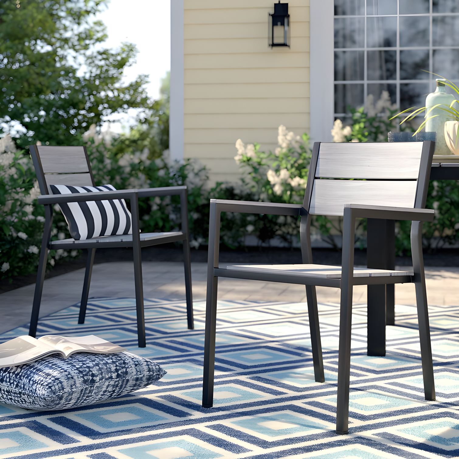 Modway Maine Aluminum Outdoor Patio Two Arm Chairs