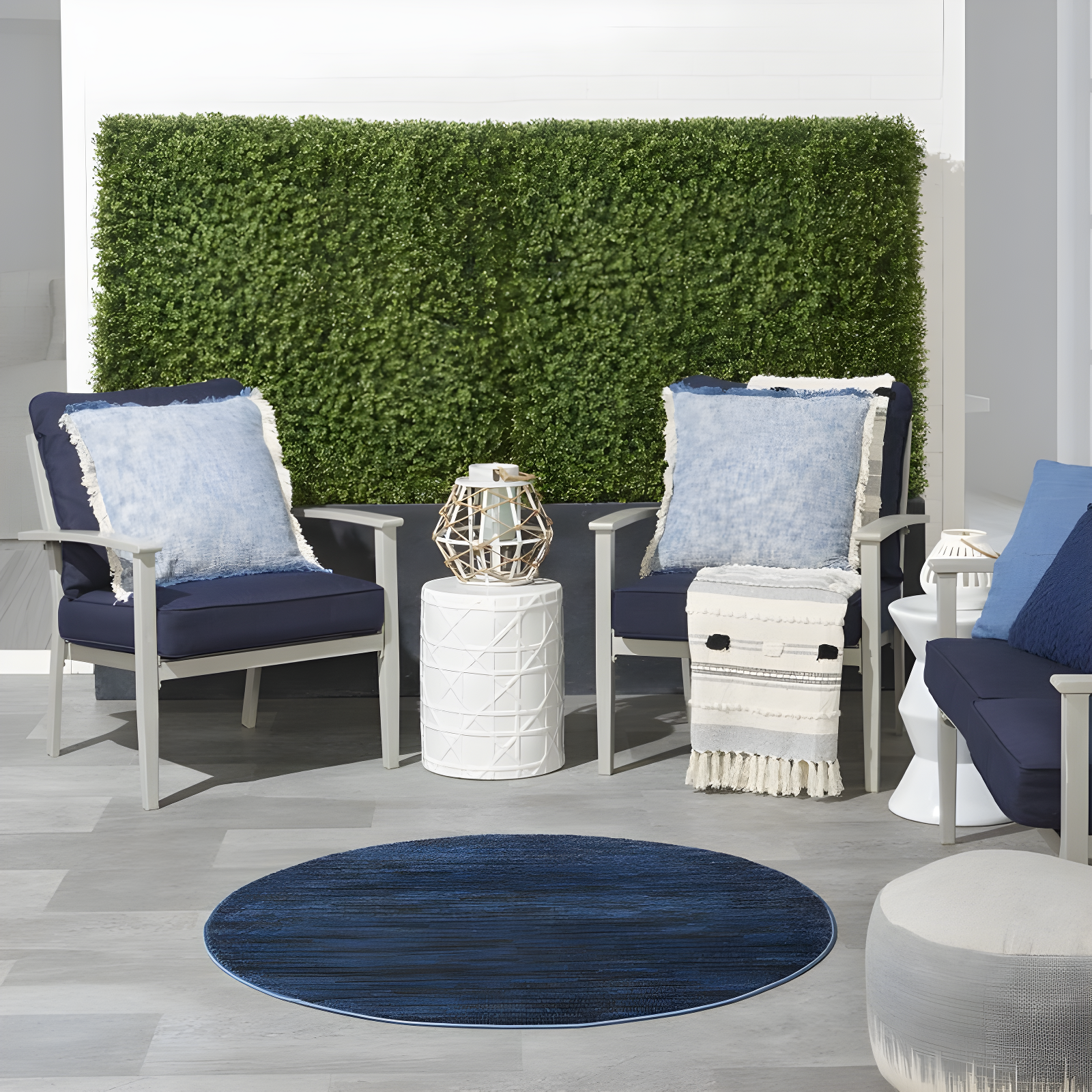 Nourison Nourison Essentials NRE01 Indoor/outdoor Area Rug - Midnight Blue 4' x round