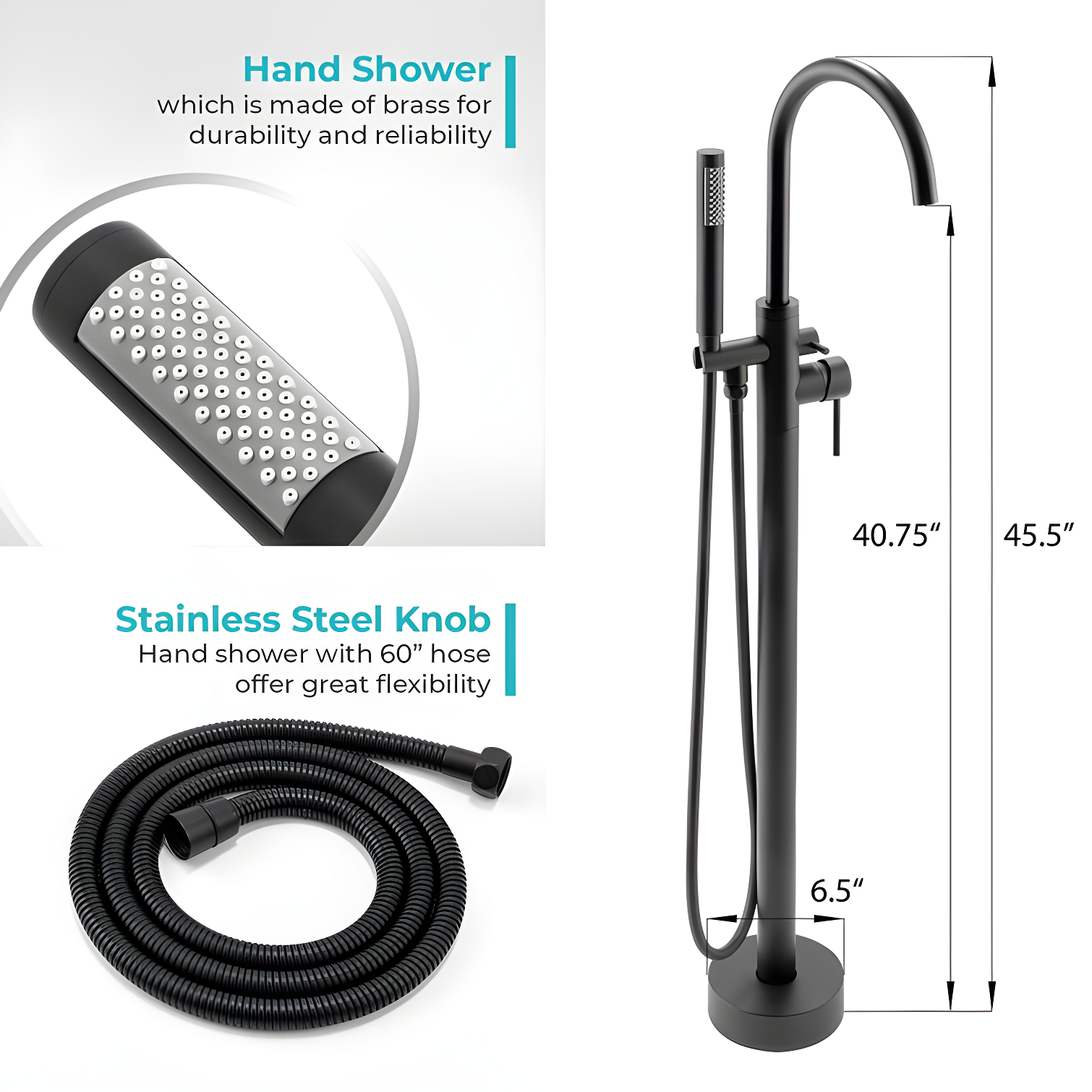 Double Handle Floor Mounted Freestanding Tub Filler