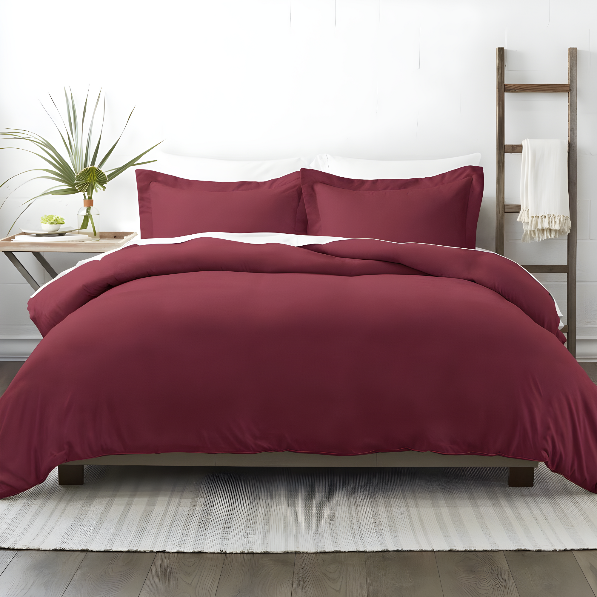 Duvet Cover Soft Microfiber Full/Queen Size 3 Pieces Bedding Sets with 1 Duvet Cover and 2 Pillow Shams, Solid Color Simple Style Bedding Set