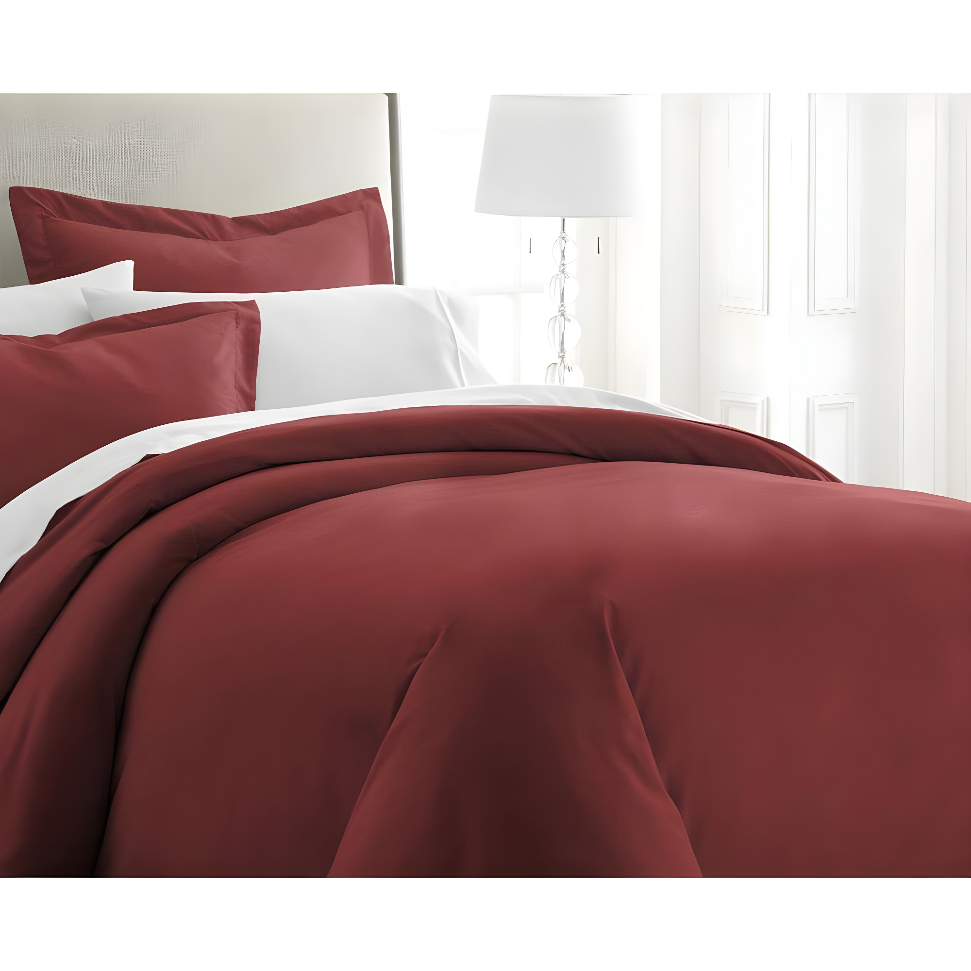Duvet Cover Soft Microfiber Full/Queen Size 3 Pieces Bedding Sets with 1 Duvet Cover and 2 Pillow Shams, Solid Color Simple Style Bedding Set