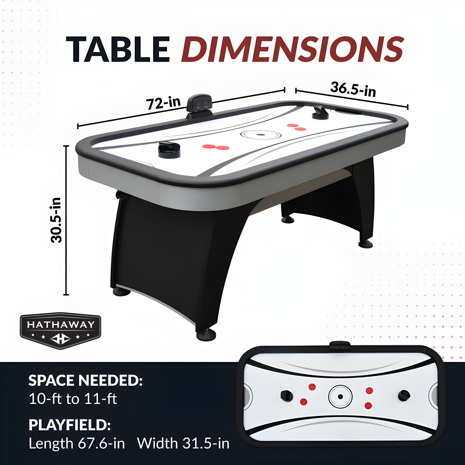 Hathaway Games Silverstreak 72.5" 2 -Player Air Hockey Table with Digital Scoreboard