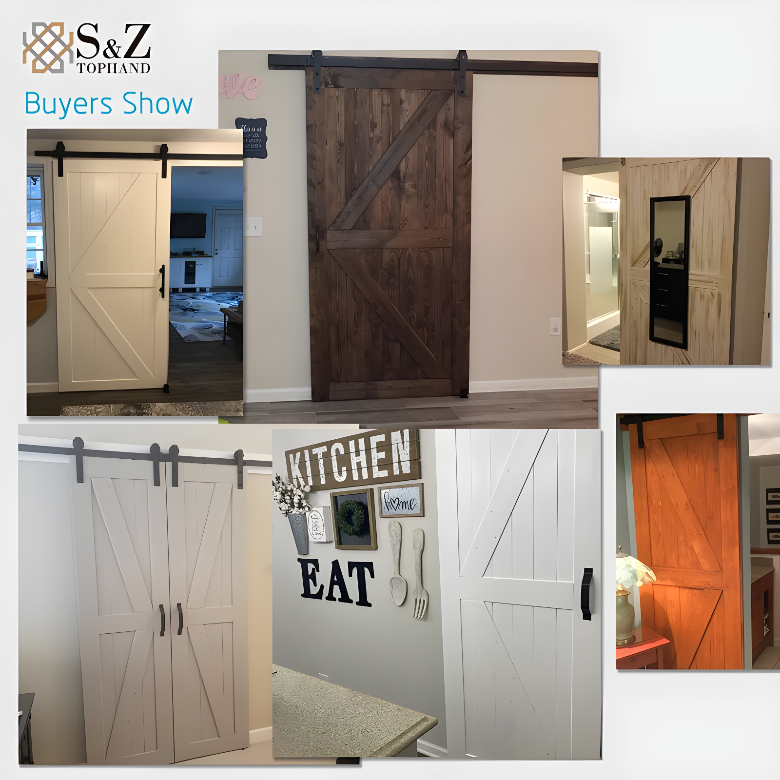 Barn Door, Unfinished British Brace Barn Door/Country Style/Solid Wood/Sliding Door/Durable