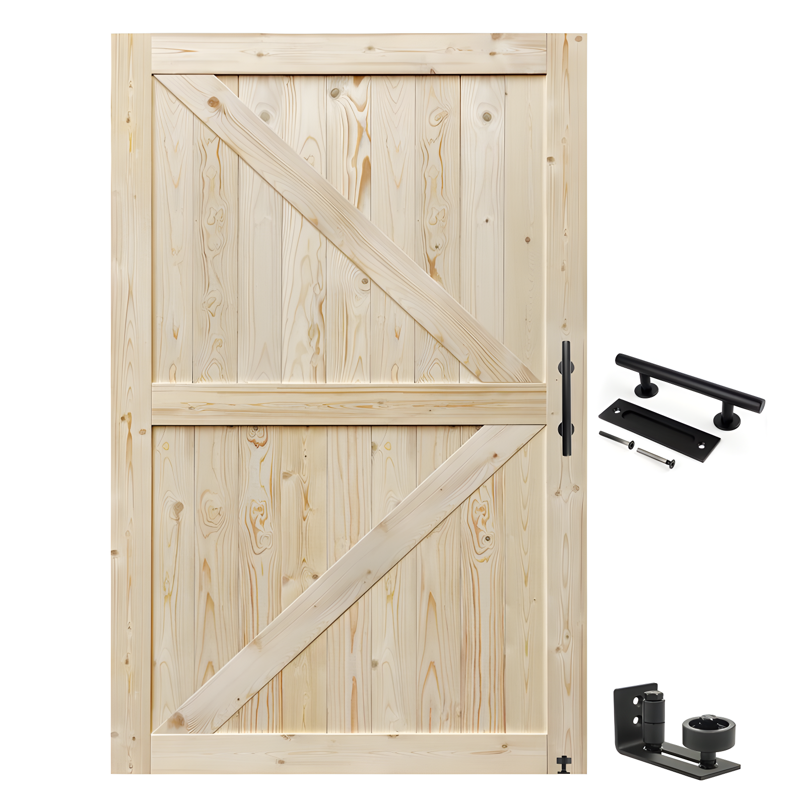 Barn Door, Unfinished British Brace Barn Door/Country Style/Solid Wood/Sliding Door/Durable