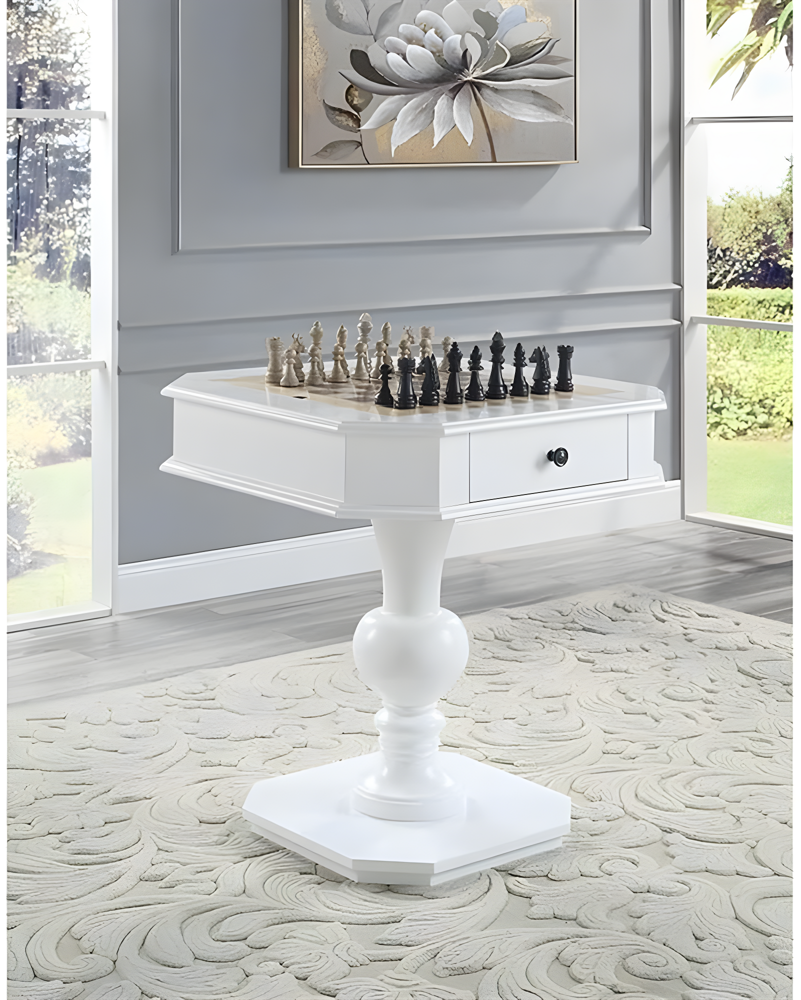 AC00862 - Game Table, White Finish - Galini