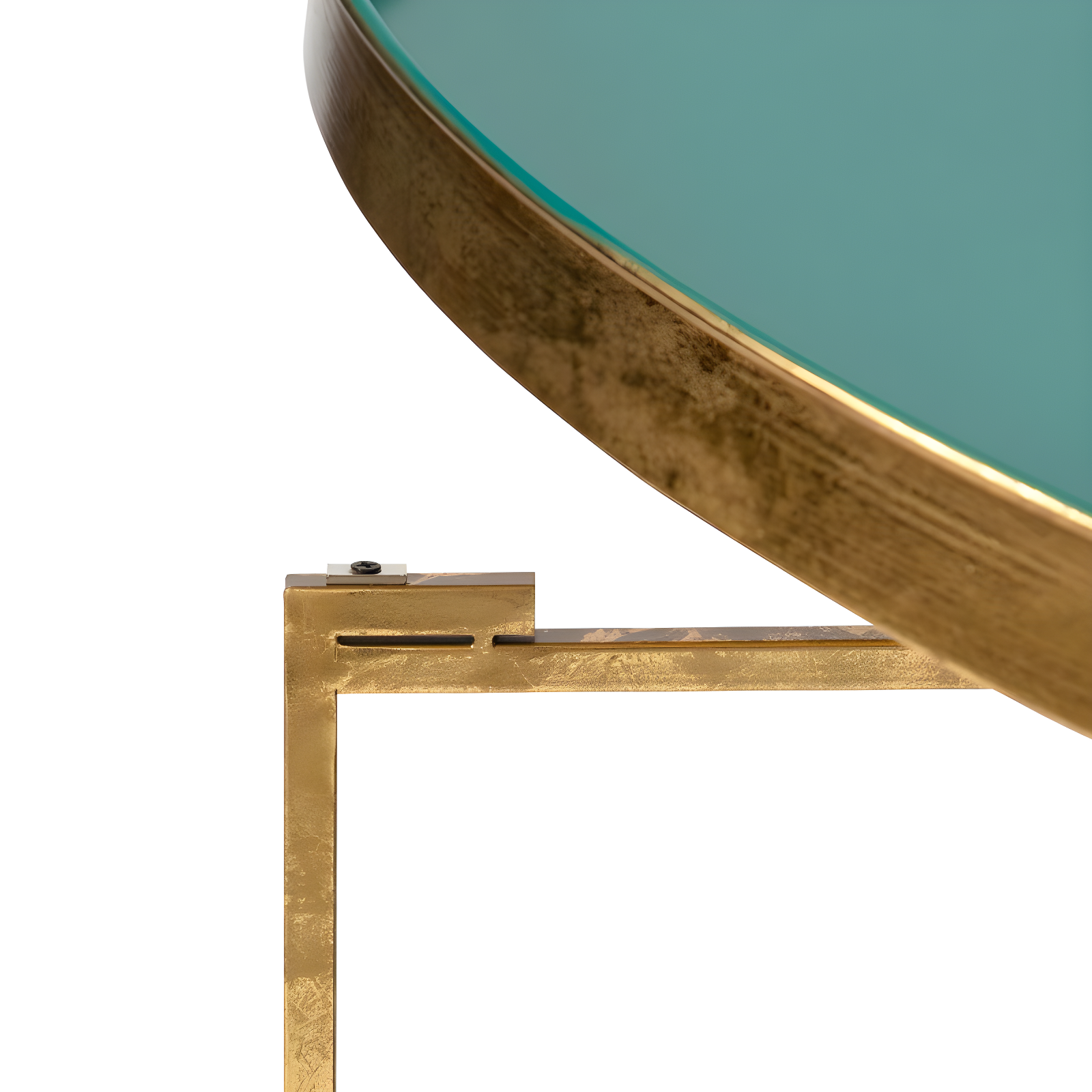 Kate and Laurel Celia Round Metal Coffee Table, 28.25x28.25x19, Teal and Gold