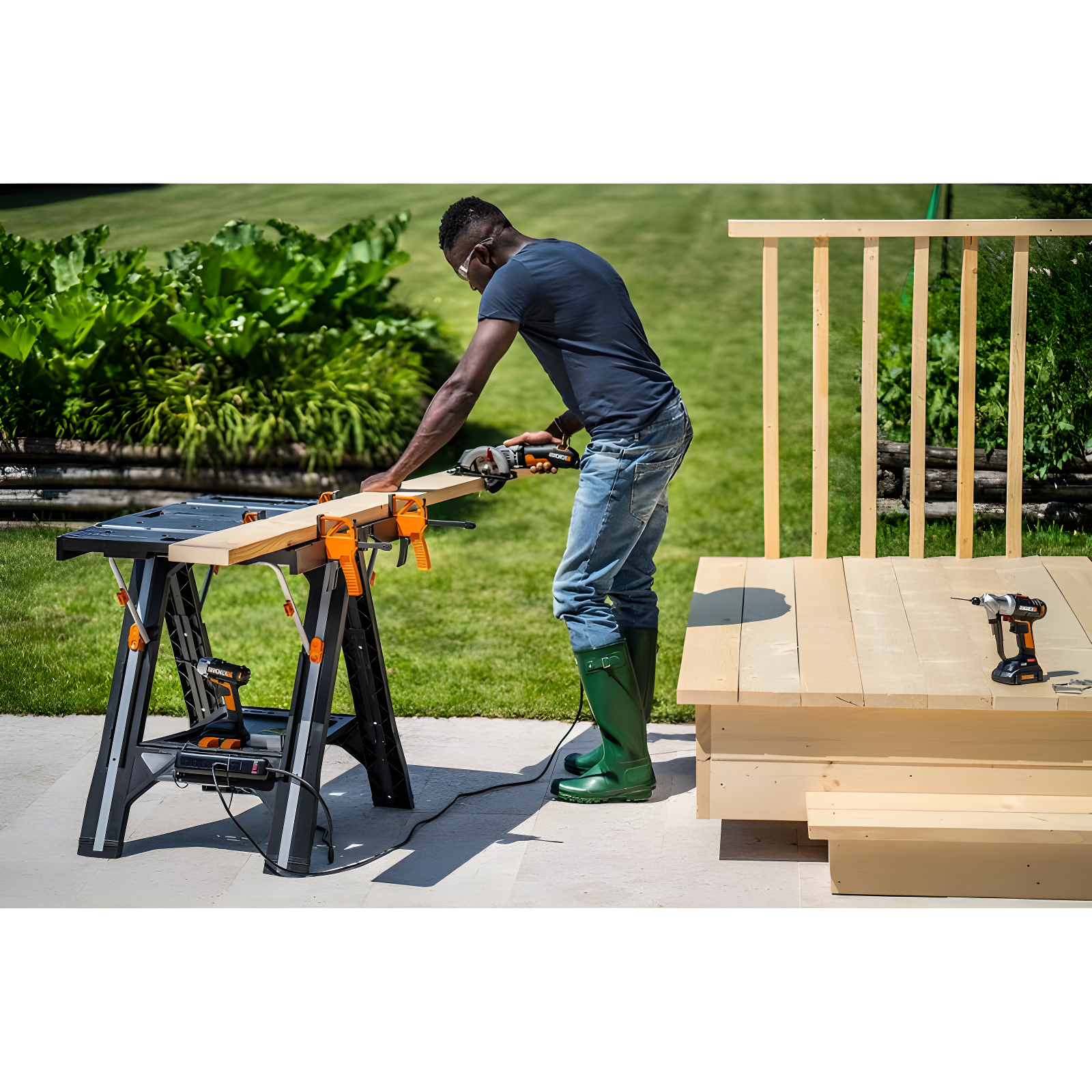 Worx WX051 Pegasus with (2) quick clamps and (4) clamp dogs