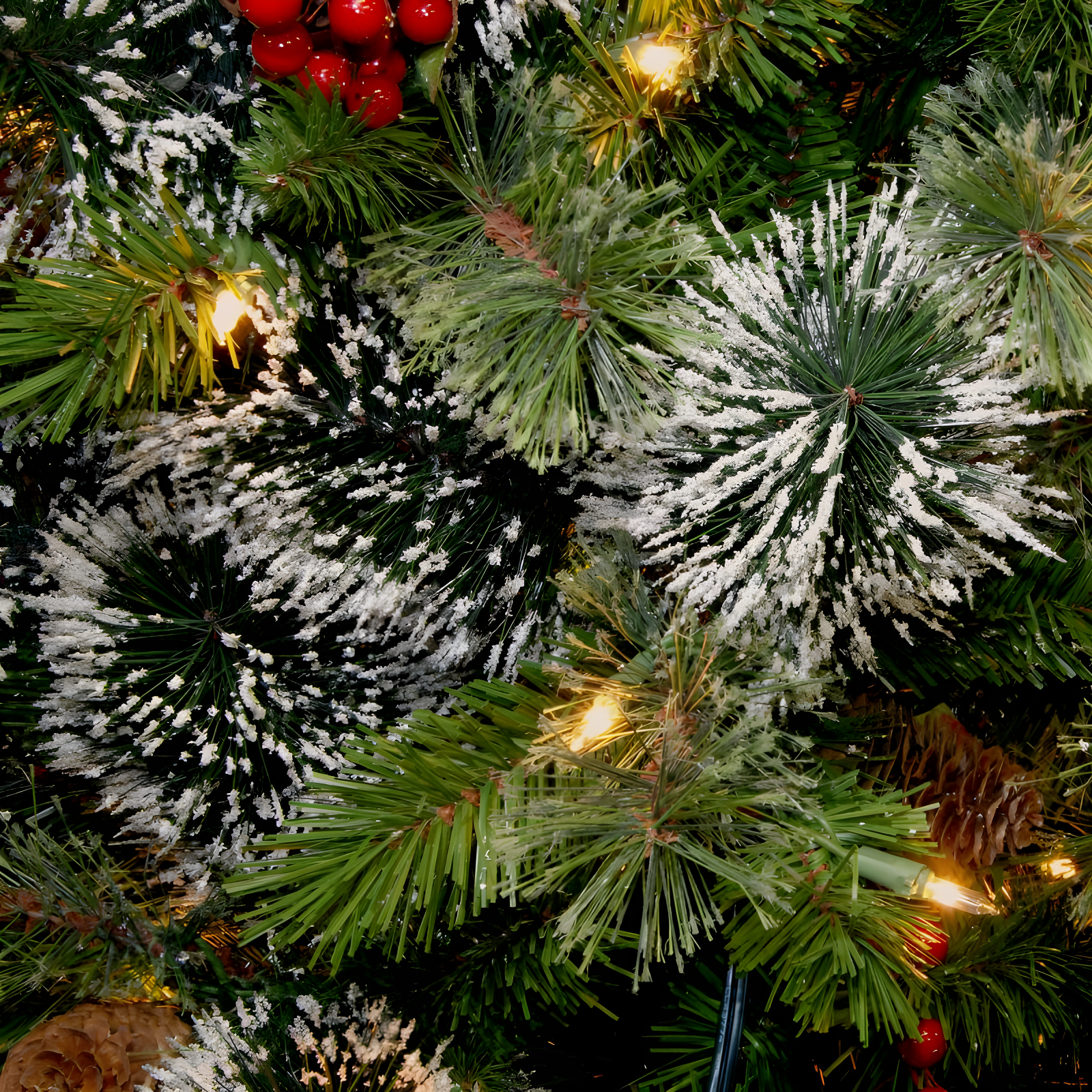 24" Prelit Wintry Pine Christmas Wreath with Cones and Berries White Lights - National Tree Company