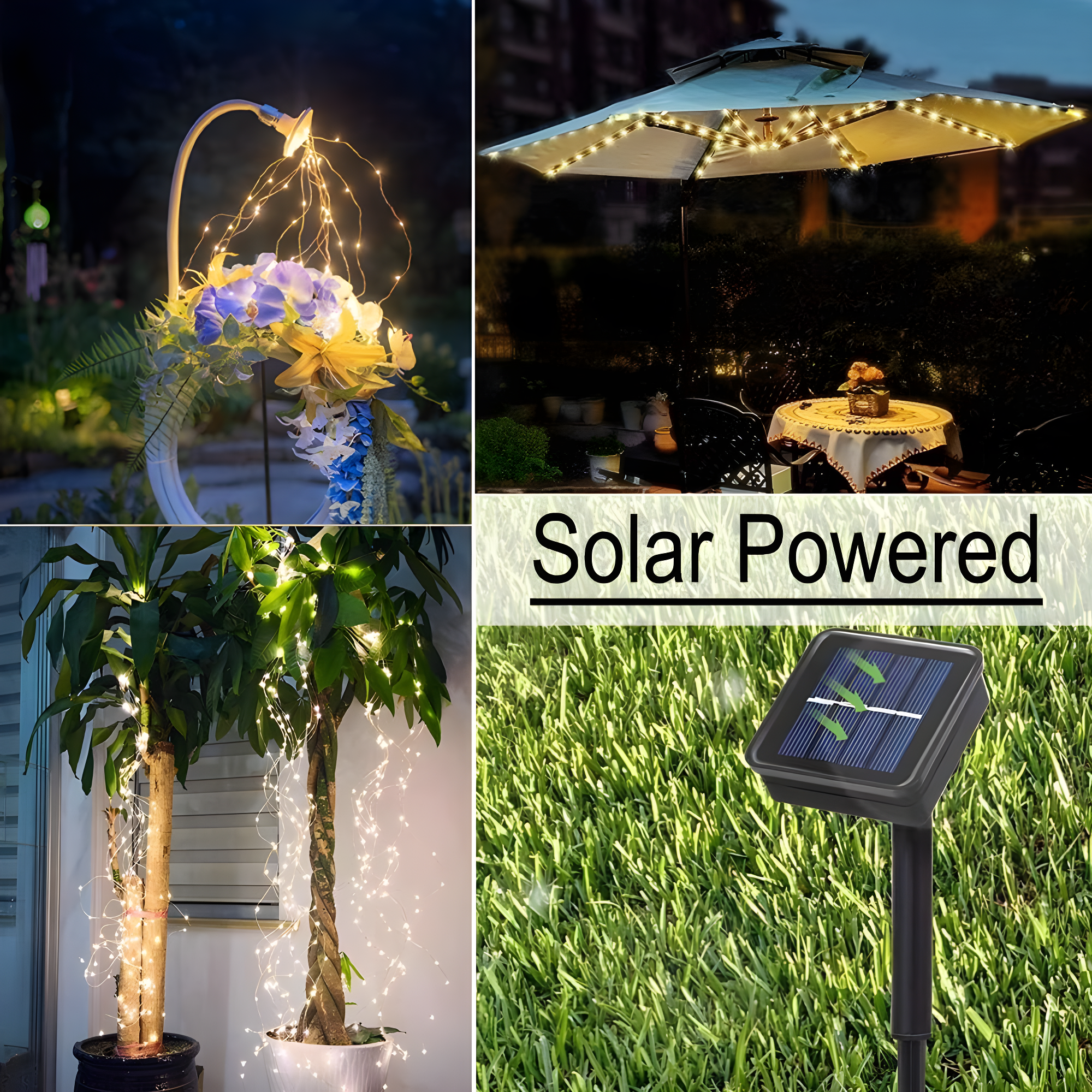 Soltuus Solar Powered 180 LEDs String Fairy Lights, Multi Strand Watering Can