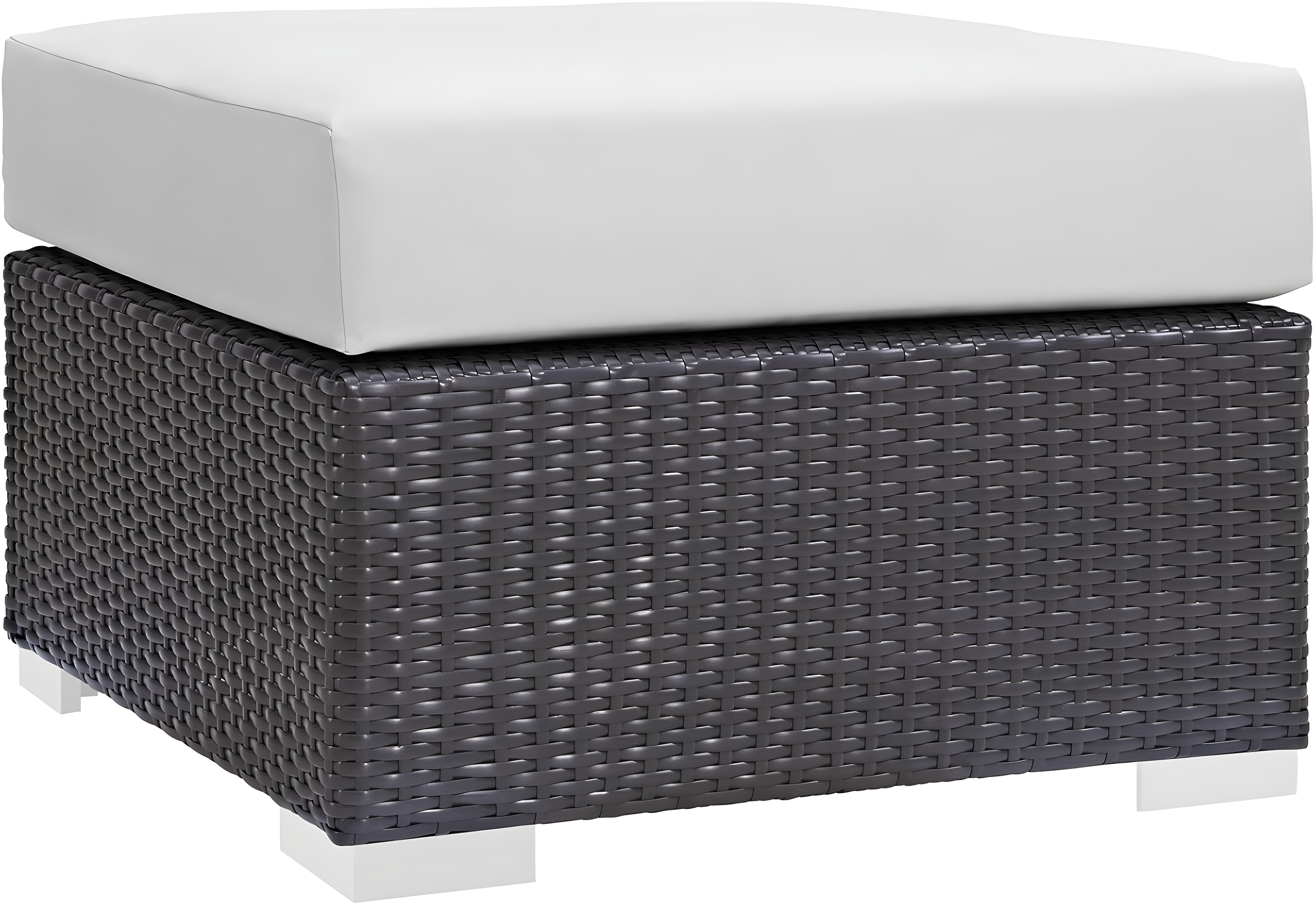 Modway Convene Outdoor Patio Fabric Square Ottoman in Espresso White