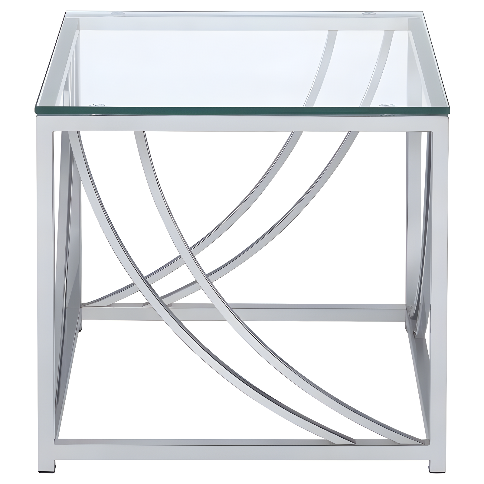 Lille Square End Table with Glass Top Chrome - Coaster