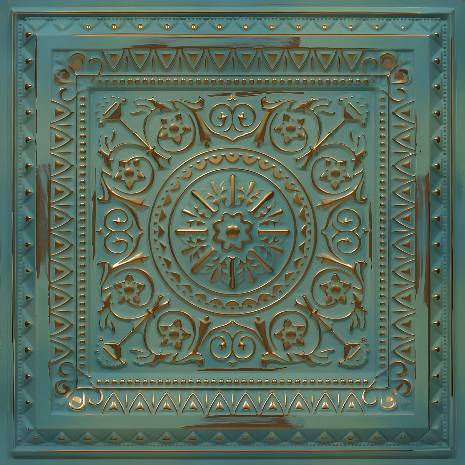 Marseille 24'' W Textured PVC Drop-In Ceiling Tile In Antique Gold