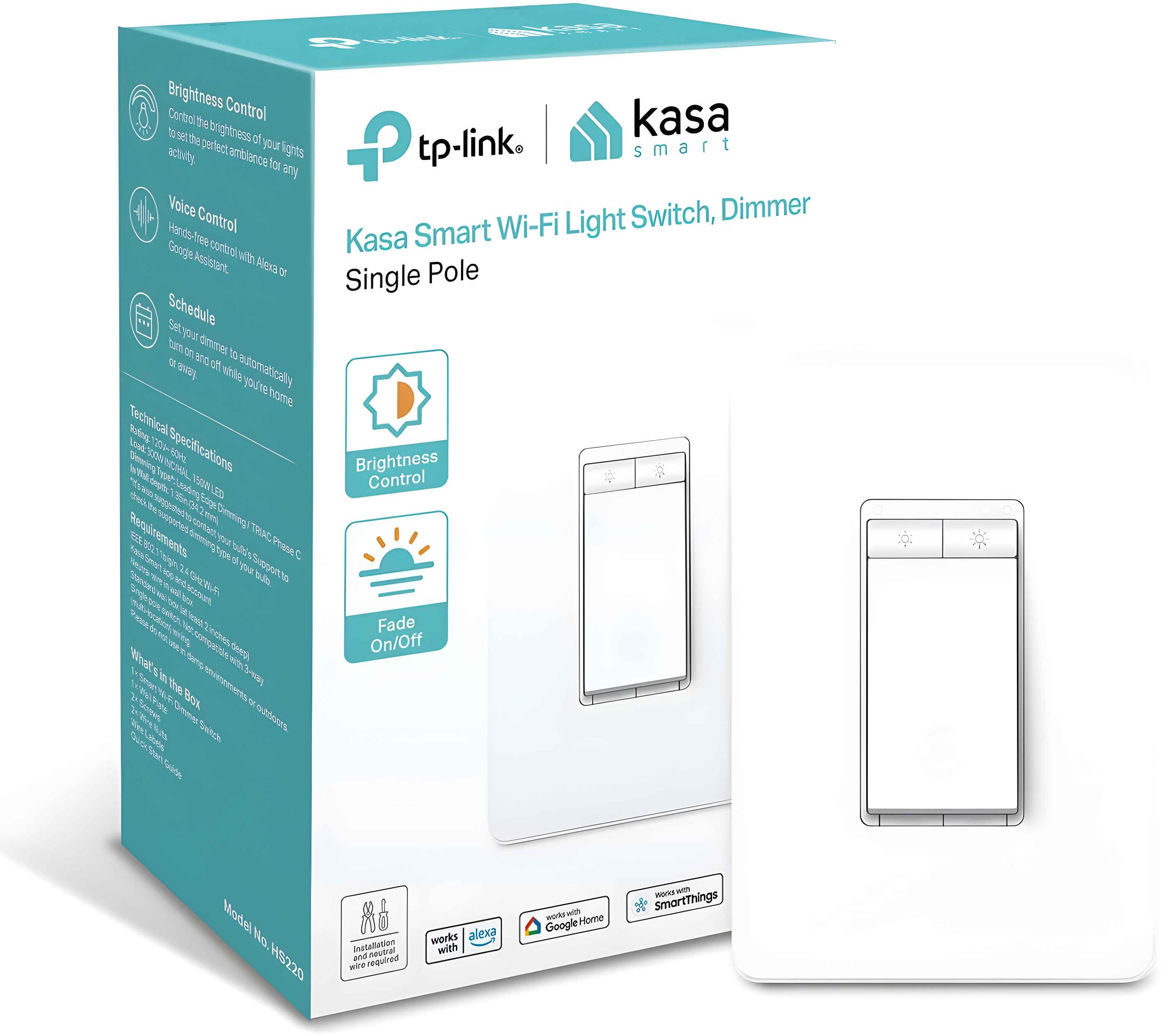 TP-Link HS220 In-Wall Smart Dimmer, No Hub Required