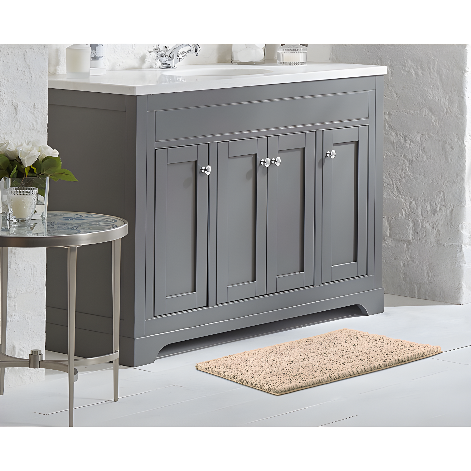 Laura Ashley Butter Chenille Bath Rug