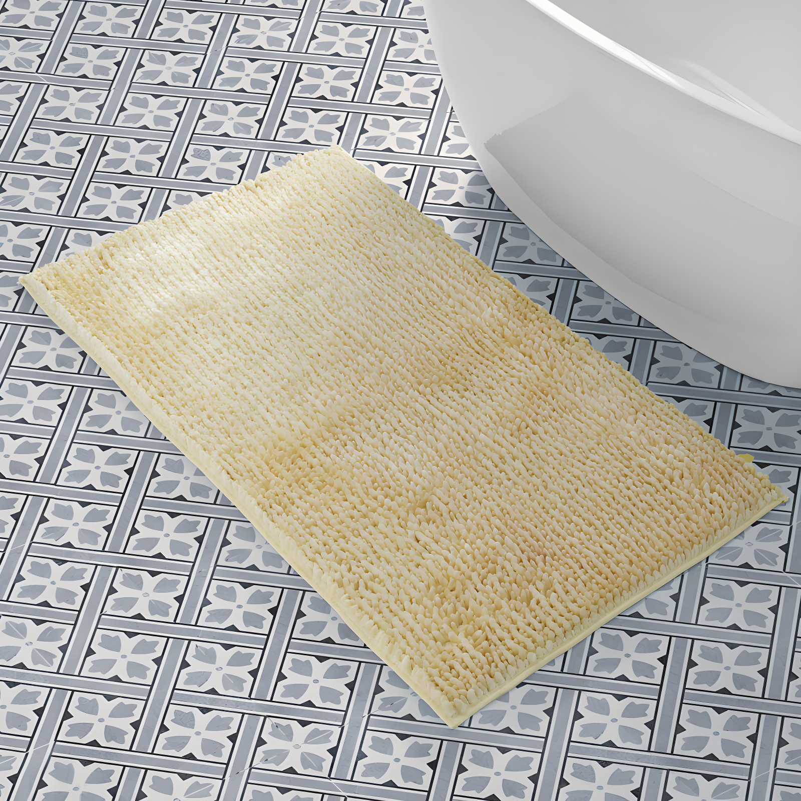 Laura Ashley Butter Chenille Bath Rug