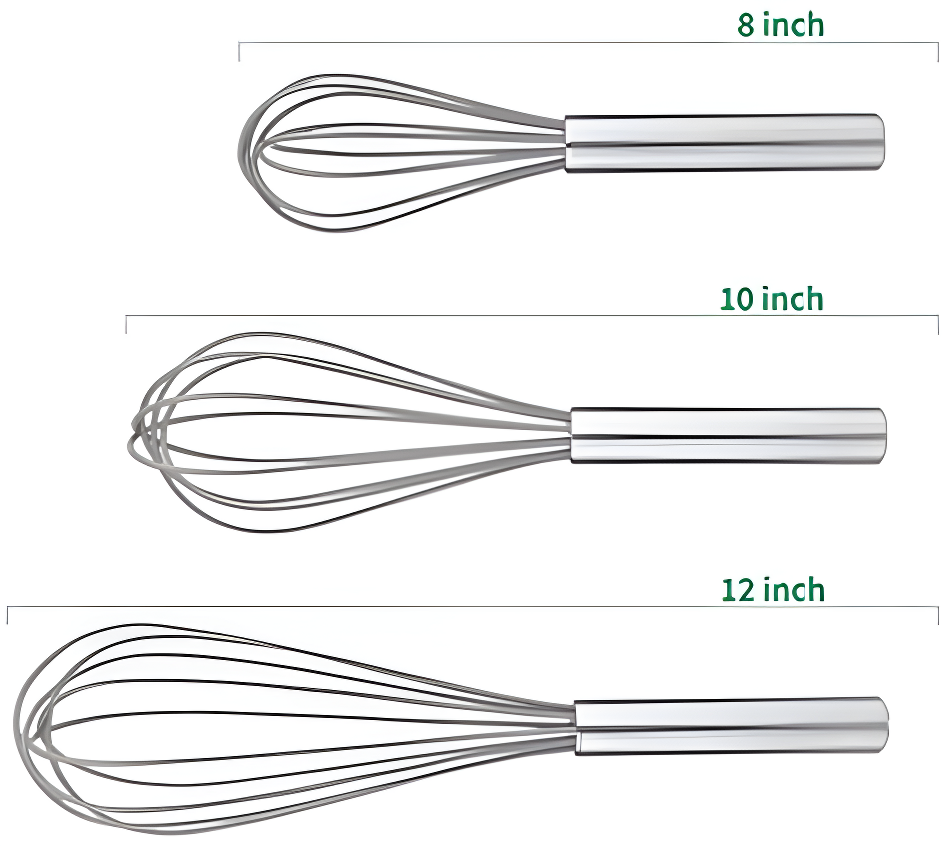 3Pcs Stainless Steel Whisks 8"+10"+12" Kitchen Whisk Set Kitchen Utensils Wire Whisk Balloon Whisk Set for Blending Whisking Beating and Stirring