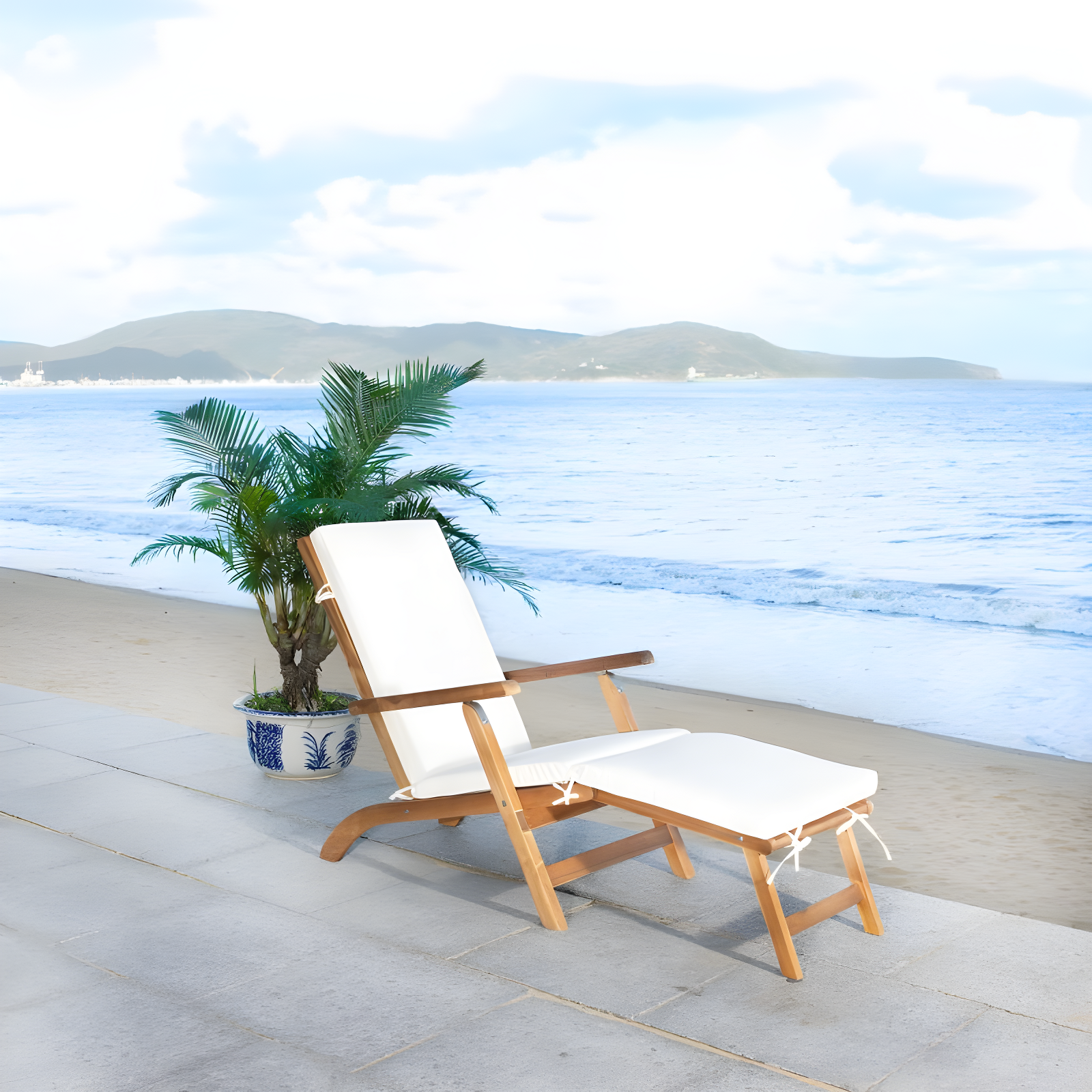 Palmdale Lounge Chair - Outdoor - PAT7015 - Natural/Beige -Safavieh