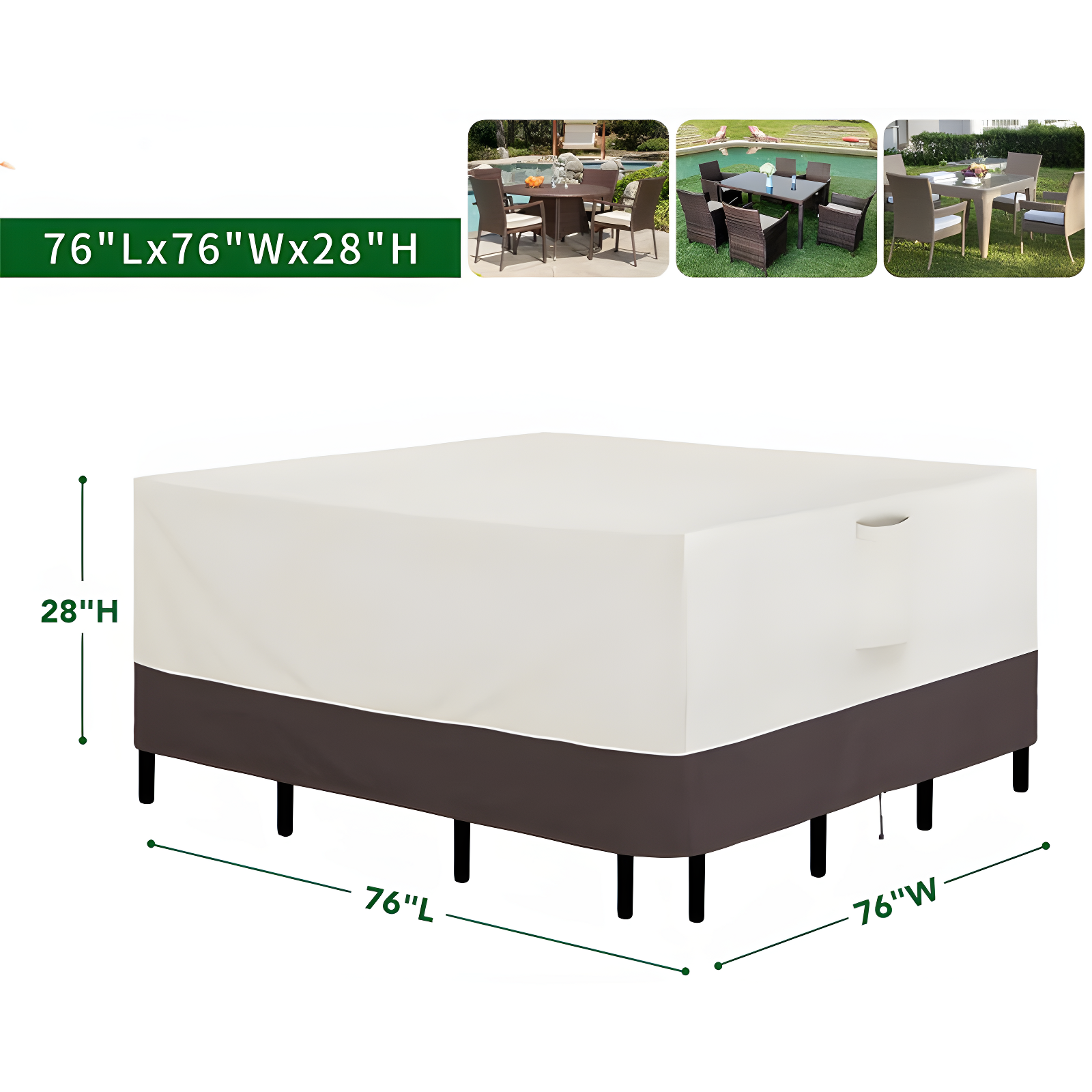 Arlmont & Co. Patio Furniture Cover 76"X76" Square Outdoor Table And Chair Set Covers Waterproof UV Resistant Outdoor Sectional Sofa Set Covers, Beige/Brown