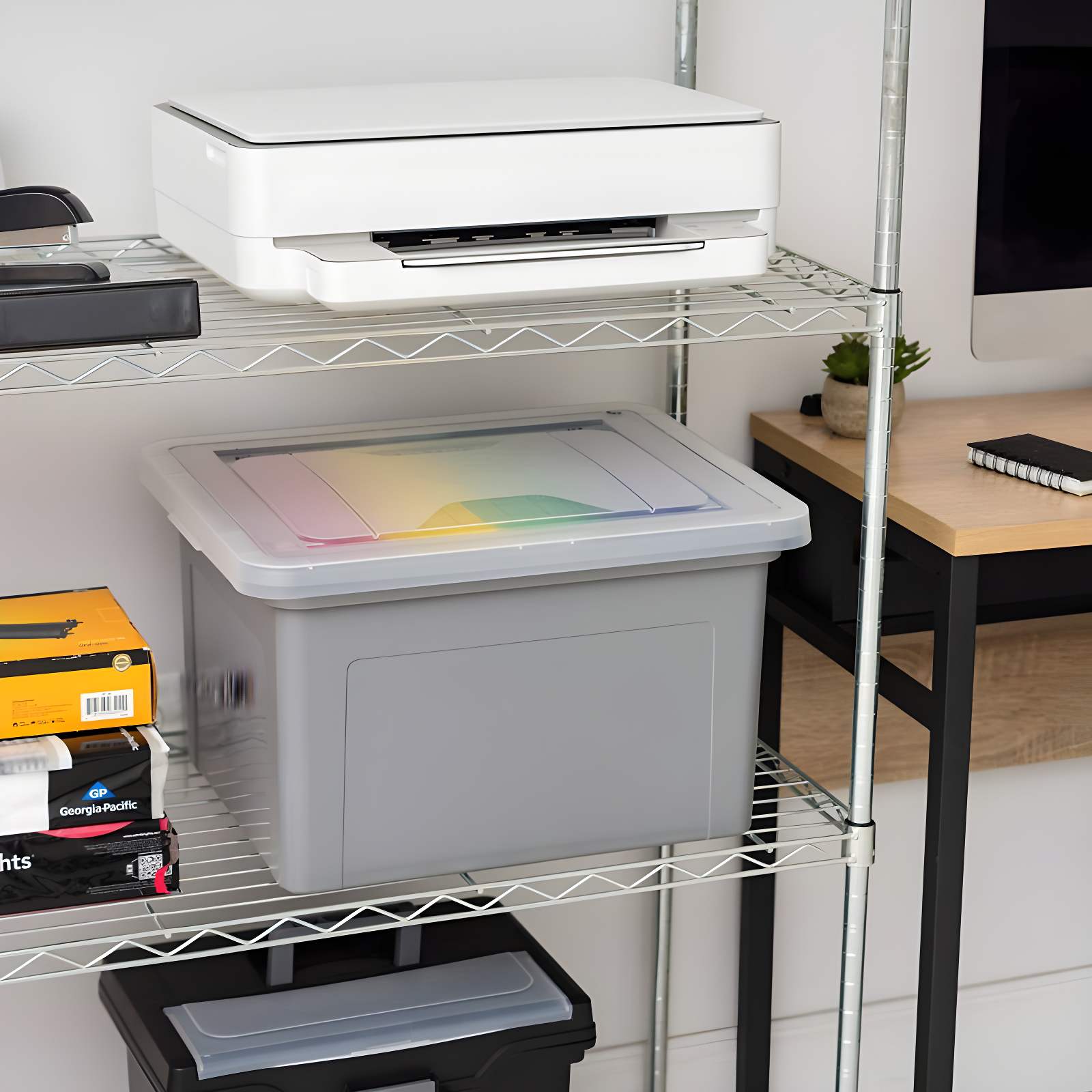 IRIS 32qt 3pk Letter Plastic File Box: Hanging File Folders Storage Bin, File Organizer, Gray, No Assembly Required