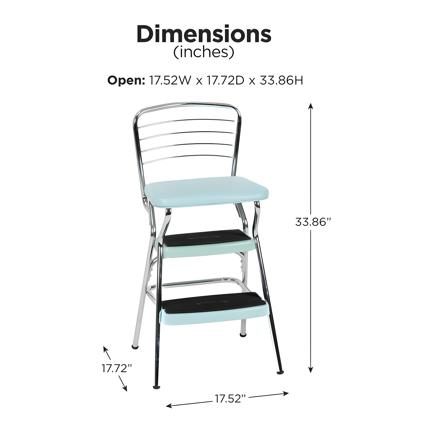 Stylaire Steel Retro Chair + Step Stool with Flip-Up Vinyl Seat