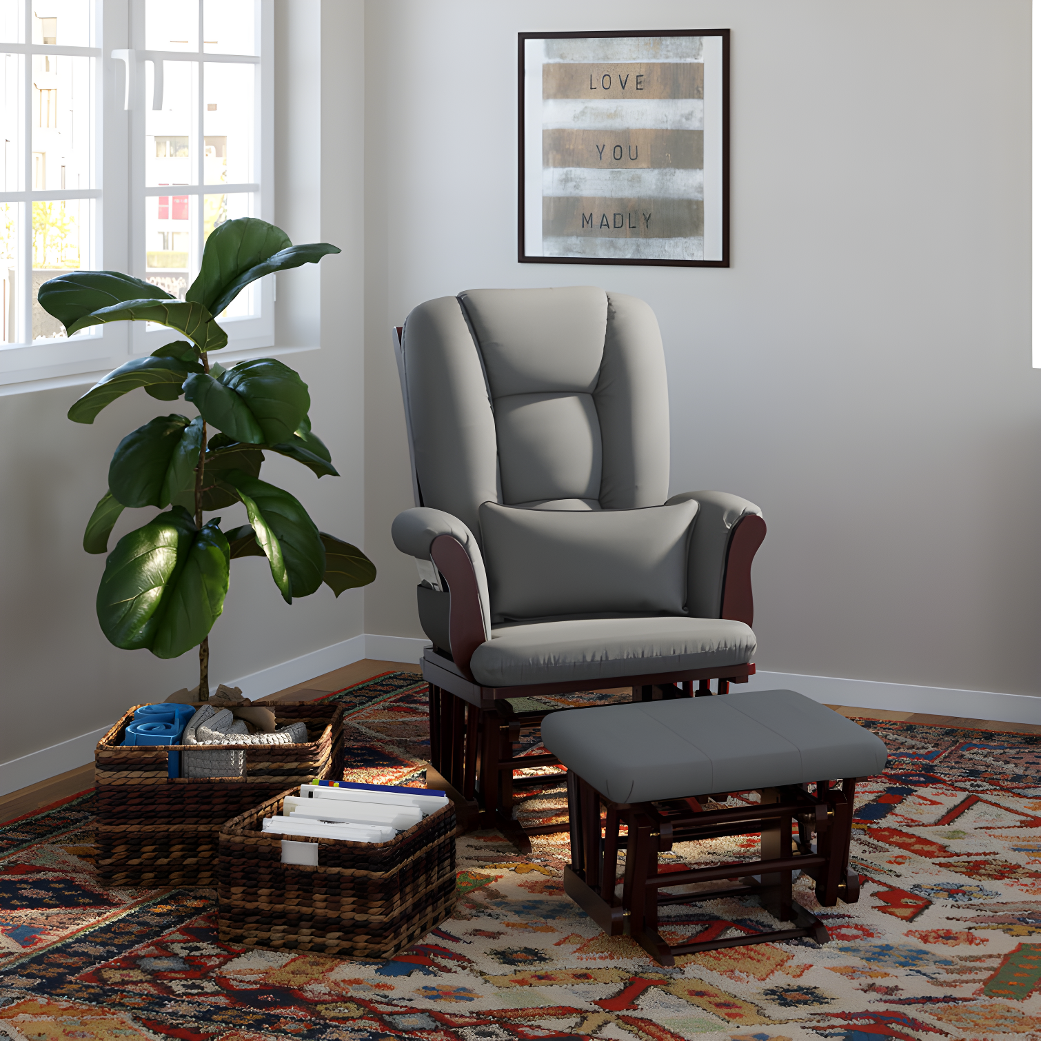 Tuscany Rocking Chair Glider with Ottoman