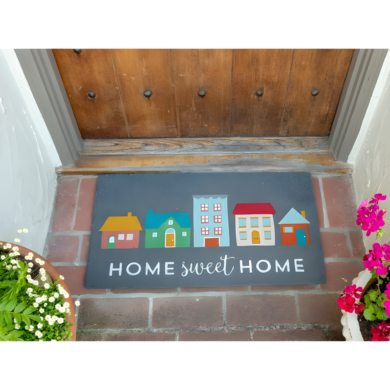 KAF Home Printed Coir Doormat with Non-Slip PVC Backing - 17 by 30 inches (Home Sweet Home)