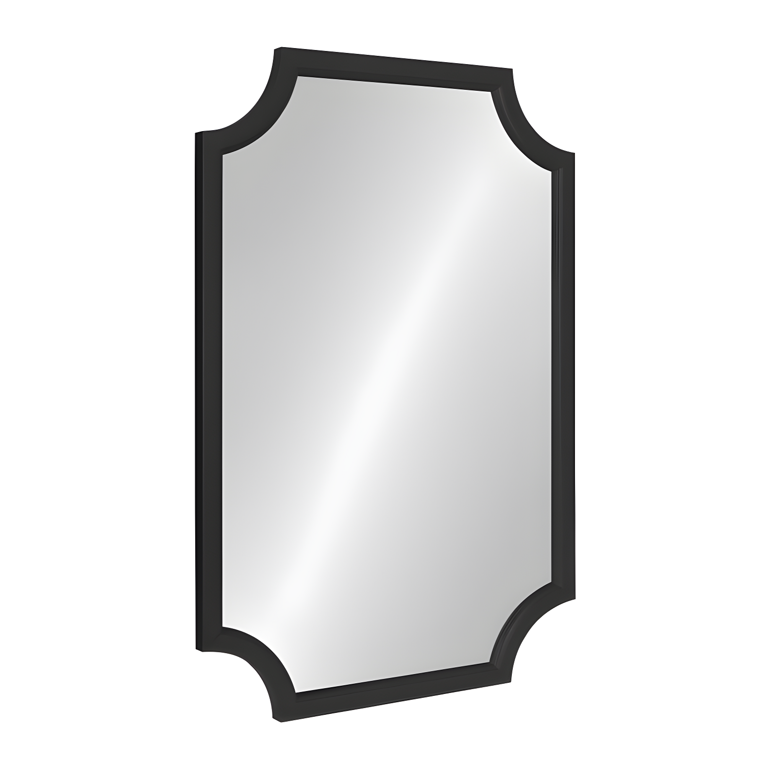Kate and Laurel 24" x 36" Hogan Framed Scallop Wall Mirror Black : Modern Style, MDF Frame, No Assembly Required