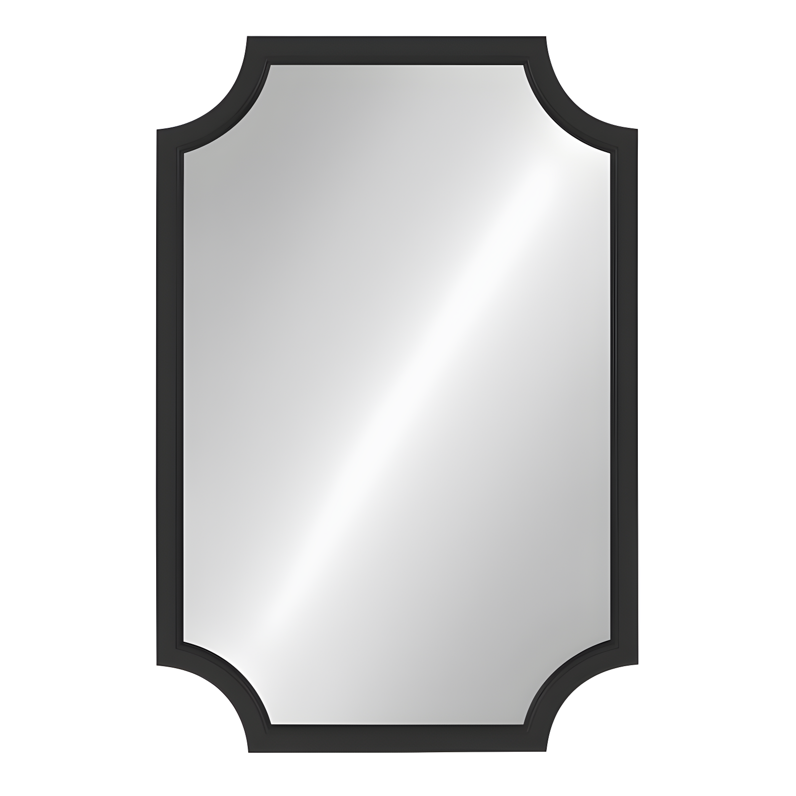 Kate and Laurel 24" x 36" Hogan Framed Scallop Wall Mirror Black : Modern Style, MDF Frame, No Assembly Required