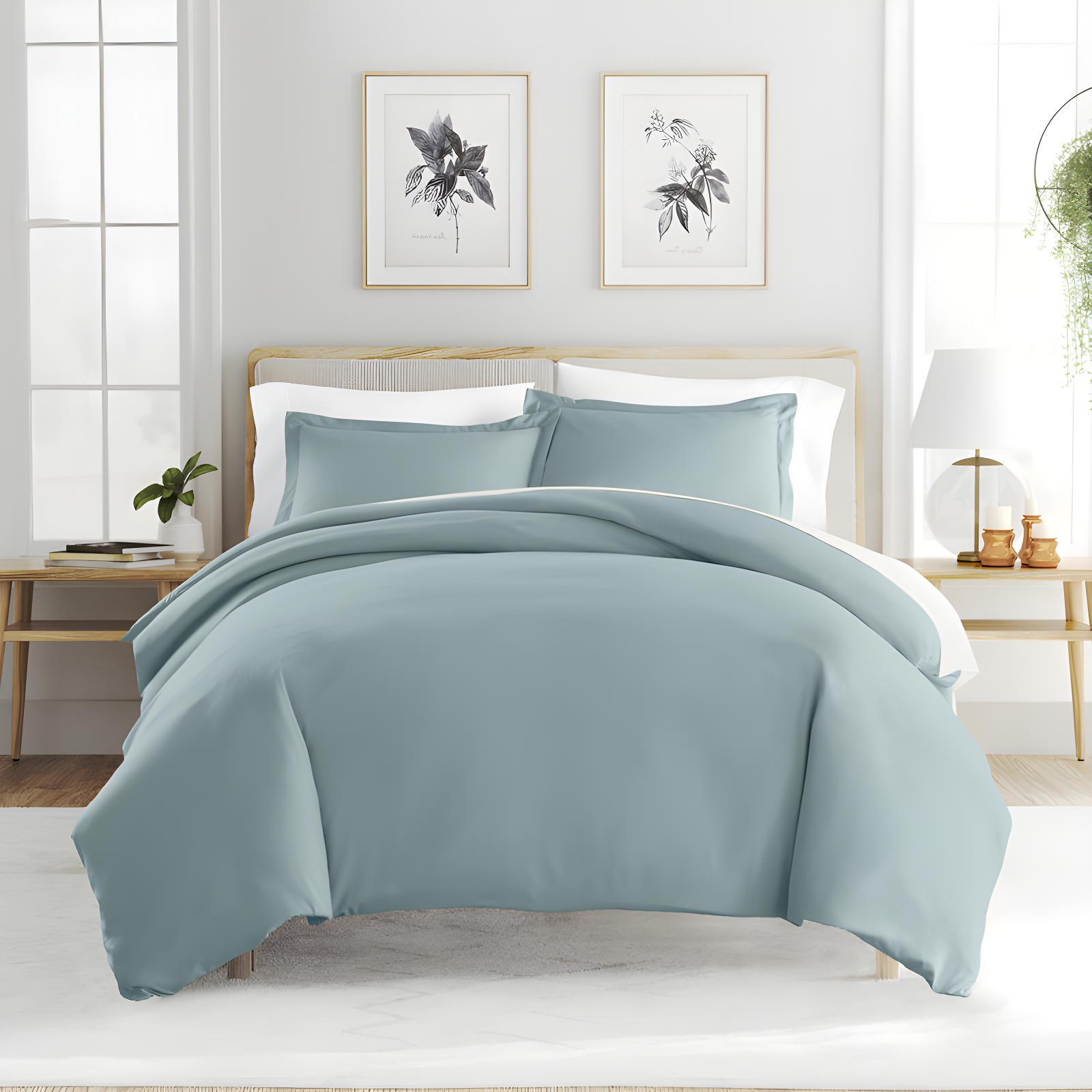 Duvet Cover Set Super Soft Microfiber Bedding in Solid Colors