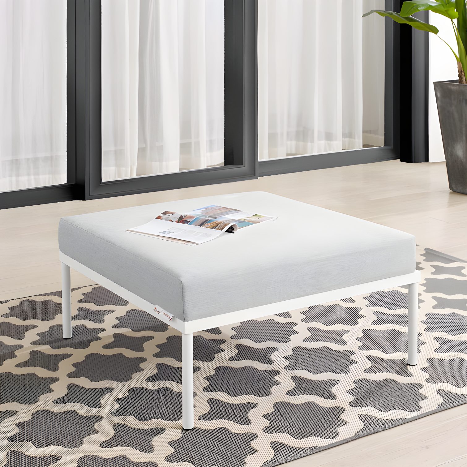Harmony Sunbrella Outdoor Patio Aluminum Ottoman by Modway