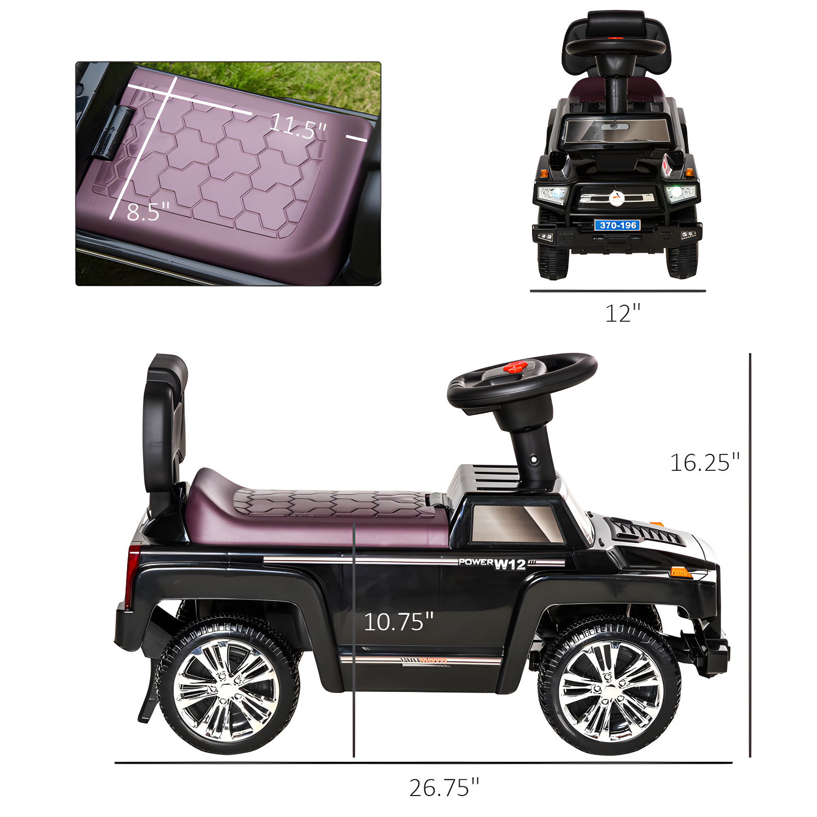 Aosom 1 Seater All-Terrain Vehicles Push/Pull Ride On
