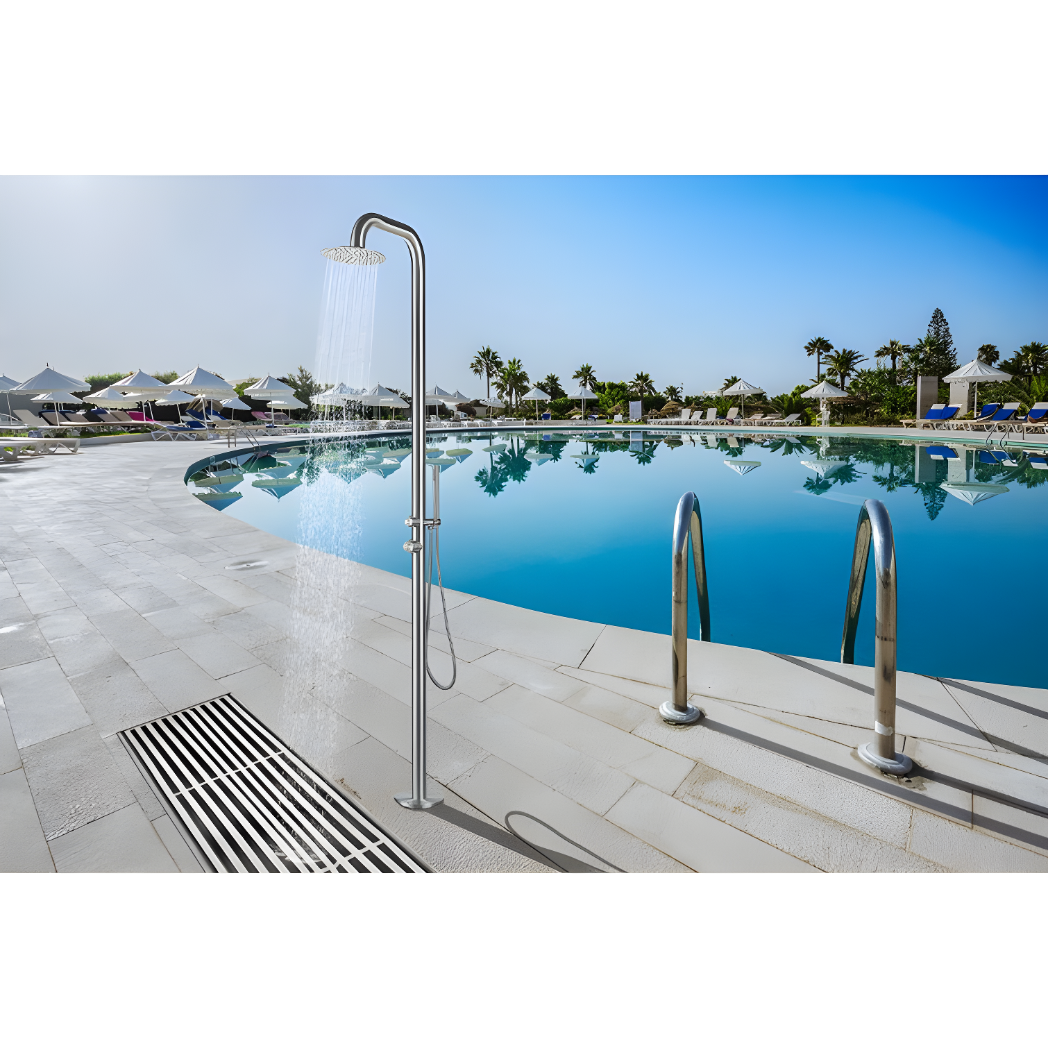 Stainless Steel Free Standing Outdoor Shower
