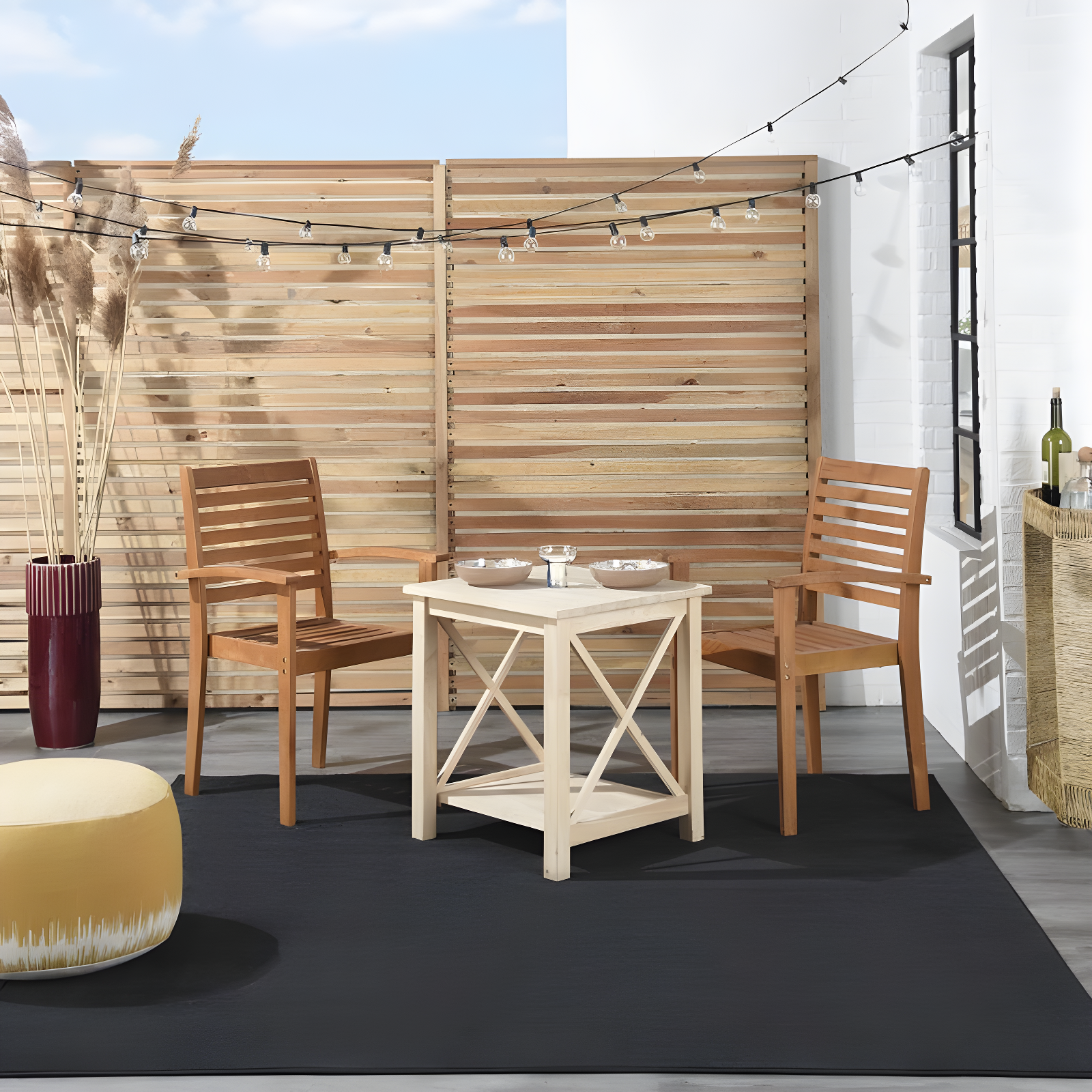 Nourison Essentials Easy Care Indoor Outdoor Area Rug - Black 7' x Square