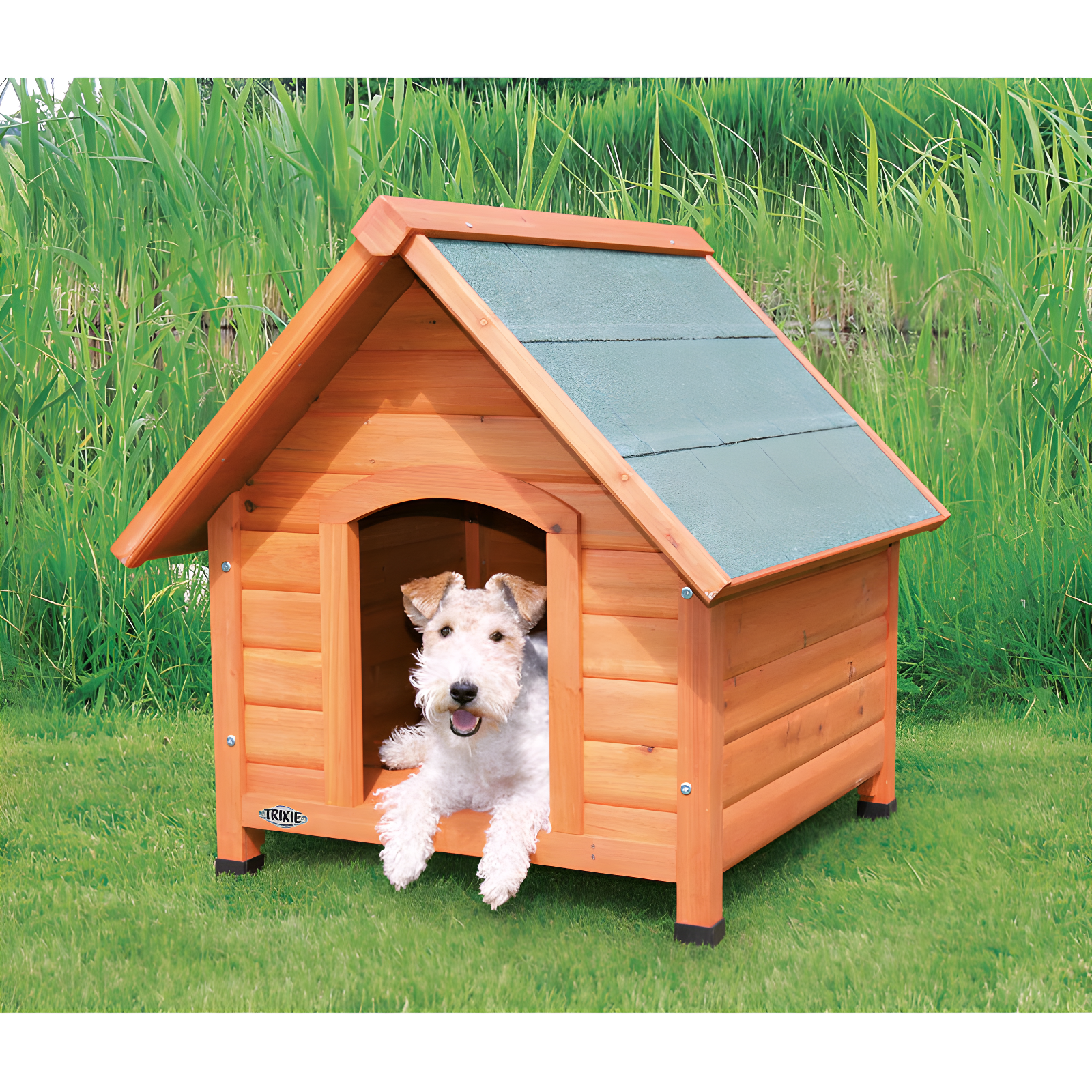 TRIXIE TRIXIE Weatherproof Outdoor Cottage Dog House, Elevated Floor, Peaked Roof