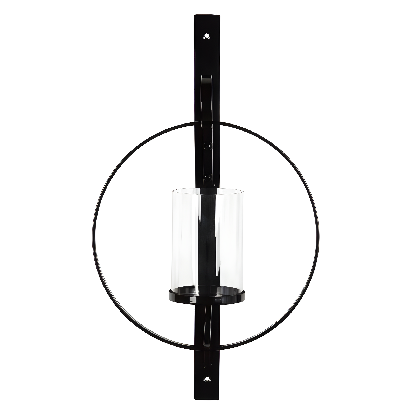 Kate and Laurel Doria Round Metal Wall Sconce, 12x22, Black
