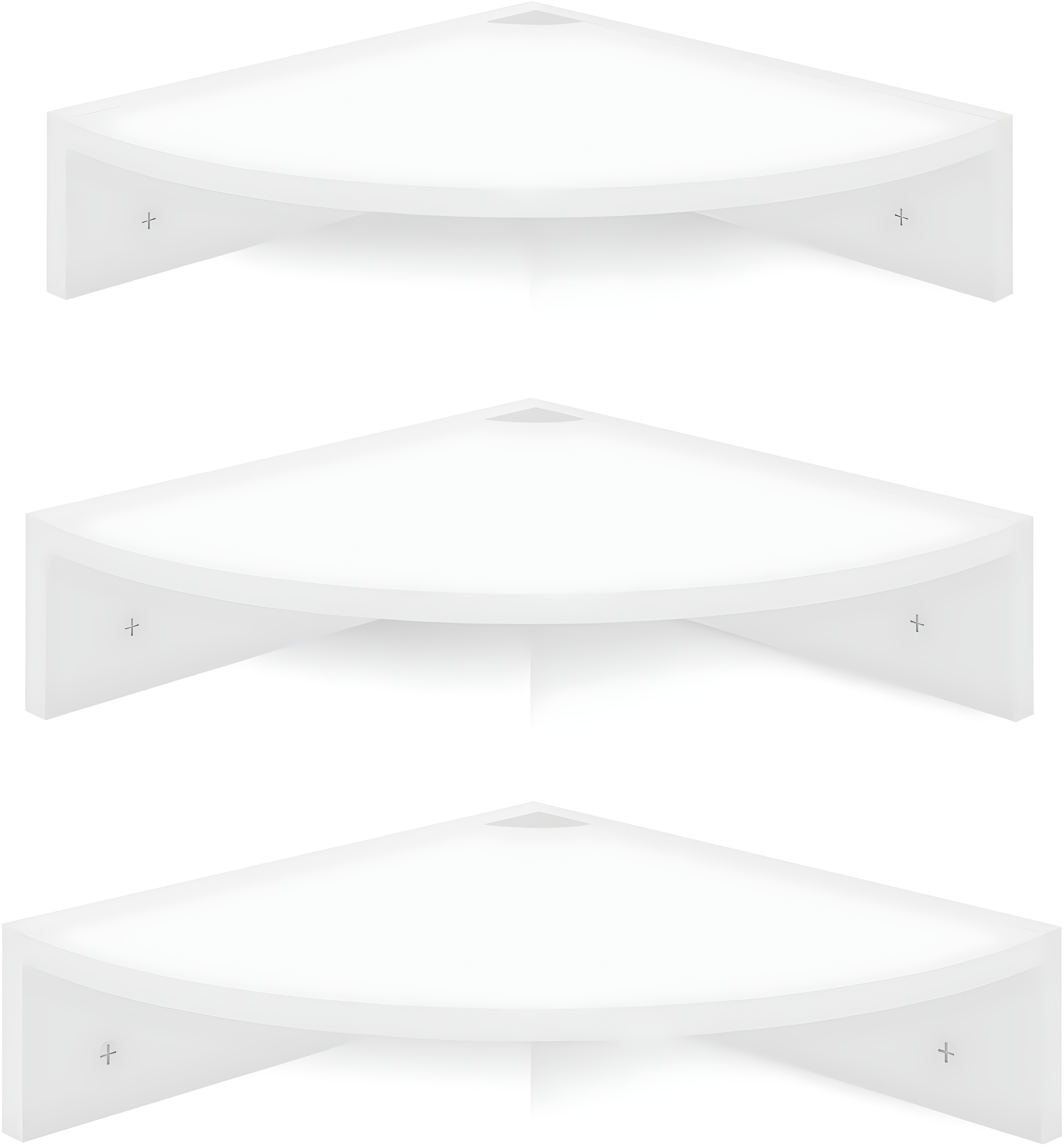Homode Floating Corner Shelves, Set of 3 Wood Corner Wall Shelves with Wire Hole, 12 Inch Deep Hanging Corner Display Shelf for Living Room, Kitchen, Bedroom, White