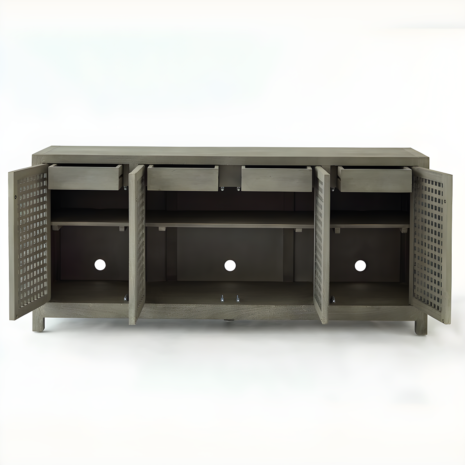 Driftwood Lattice Credenza-Grey