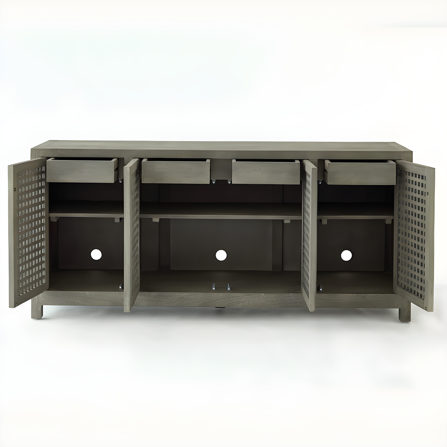 Driftwood Lattice Credenza-Grey