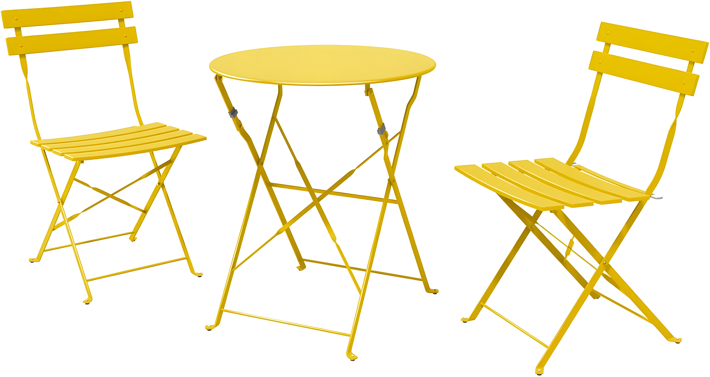 Patio Metal 3-Piece Folding Bistro Table and Chairs Set, Outdoor Patio Dining Furniture for Small Spaces, Balcony