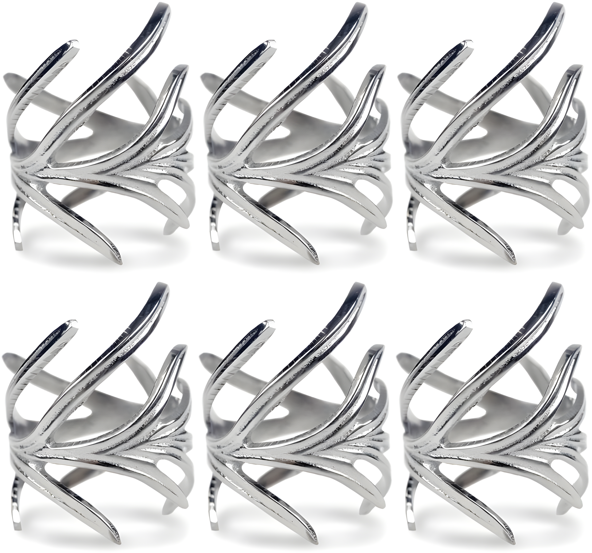 Antique Silver Branch Napkin Ring (Set of 6)