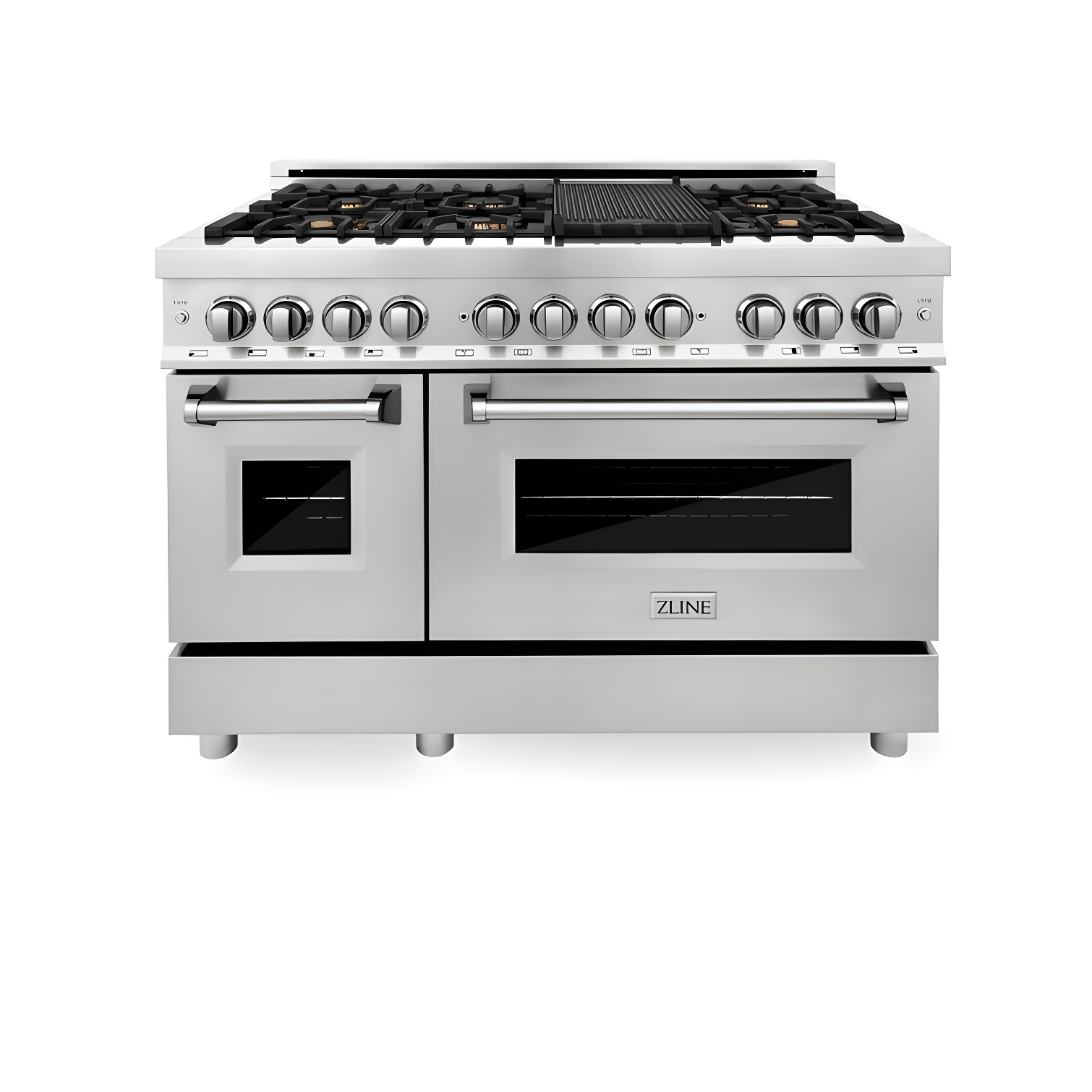 ZLINE 48 in. 6.0 cu. ft. Legacy Dual Fuel Range W/ 7 Burner Gas Cooktop & 2 Electric Ovens in Stainless Steel (RA48)