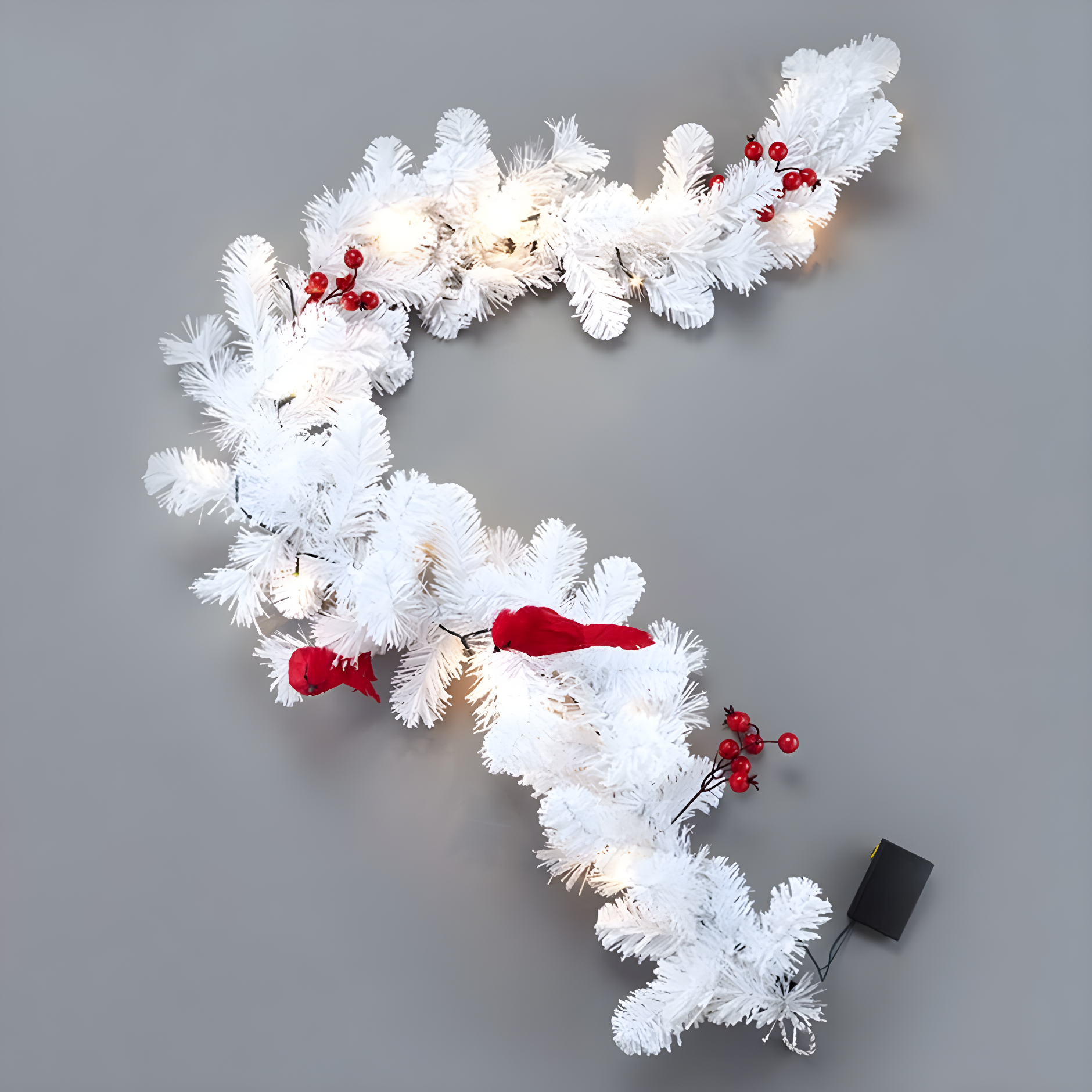 The Lakeside Collection Lighted Snowy Cardinal Holiday Decor - Garland