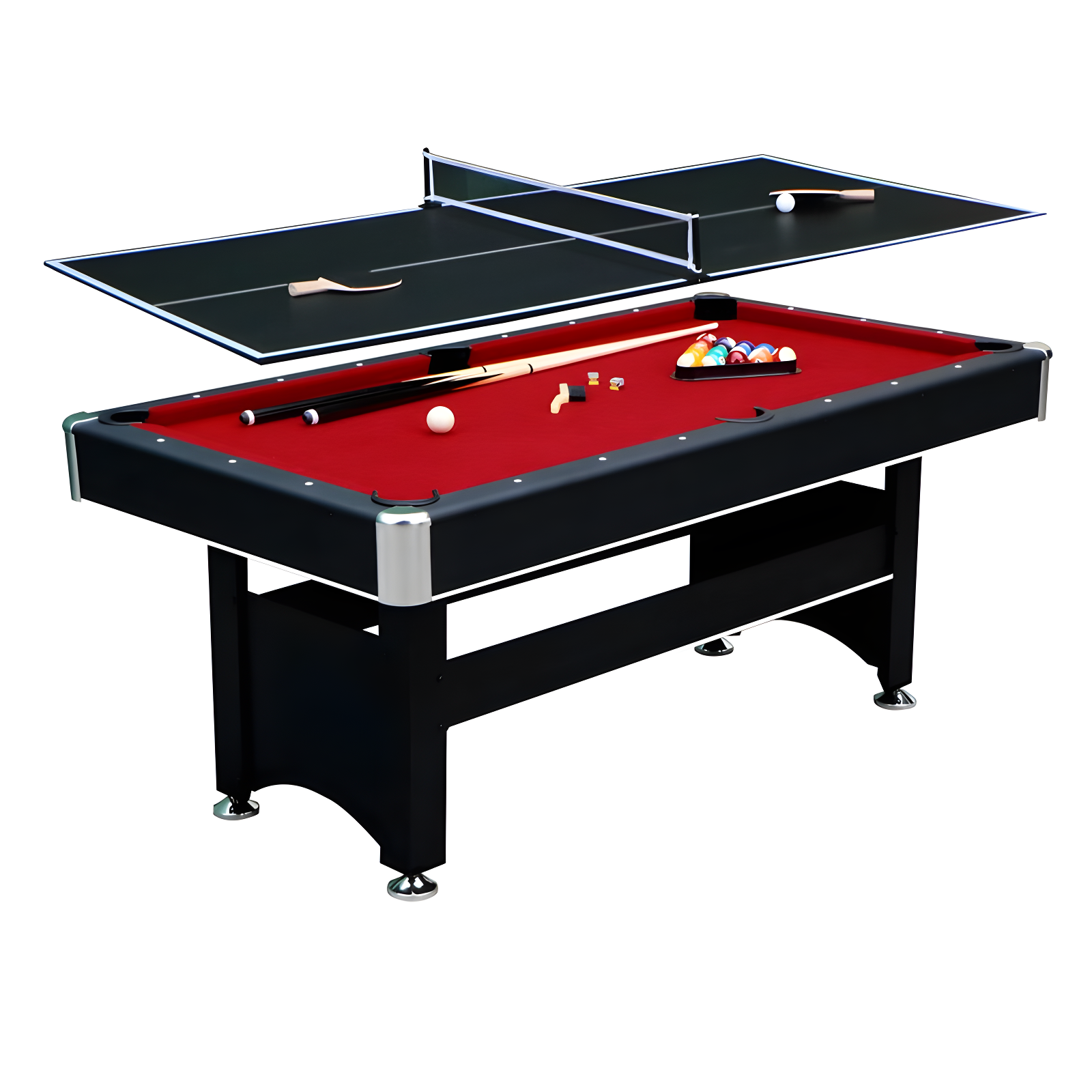Hathaway Games Hathaway Spartan 6 Ft Pool Table, with Ping Pong Multi Game Combo Tables for Family Recreation Game Rooms - Includes Billiard Balls, Cues, Paddles, Brush & More