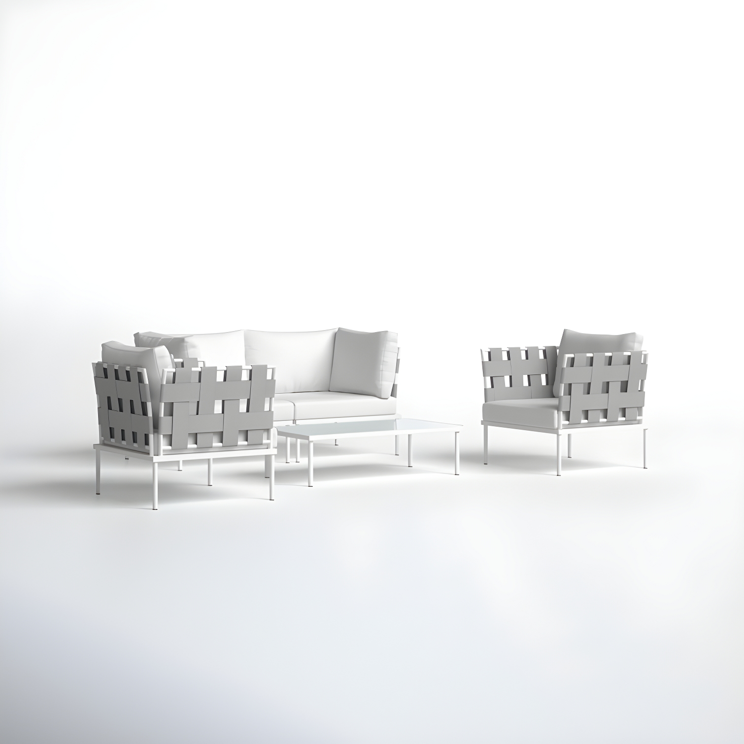 Modway Harmony 5 Piece Outdoor Patio Aluminum Sectional Sofa Set