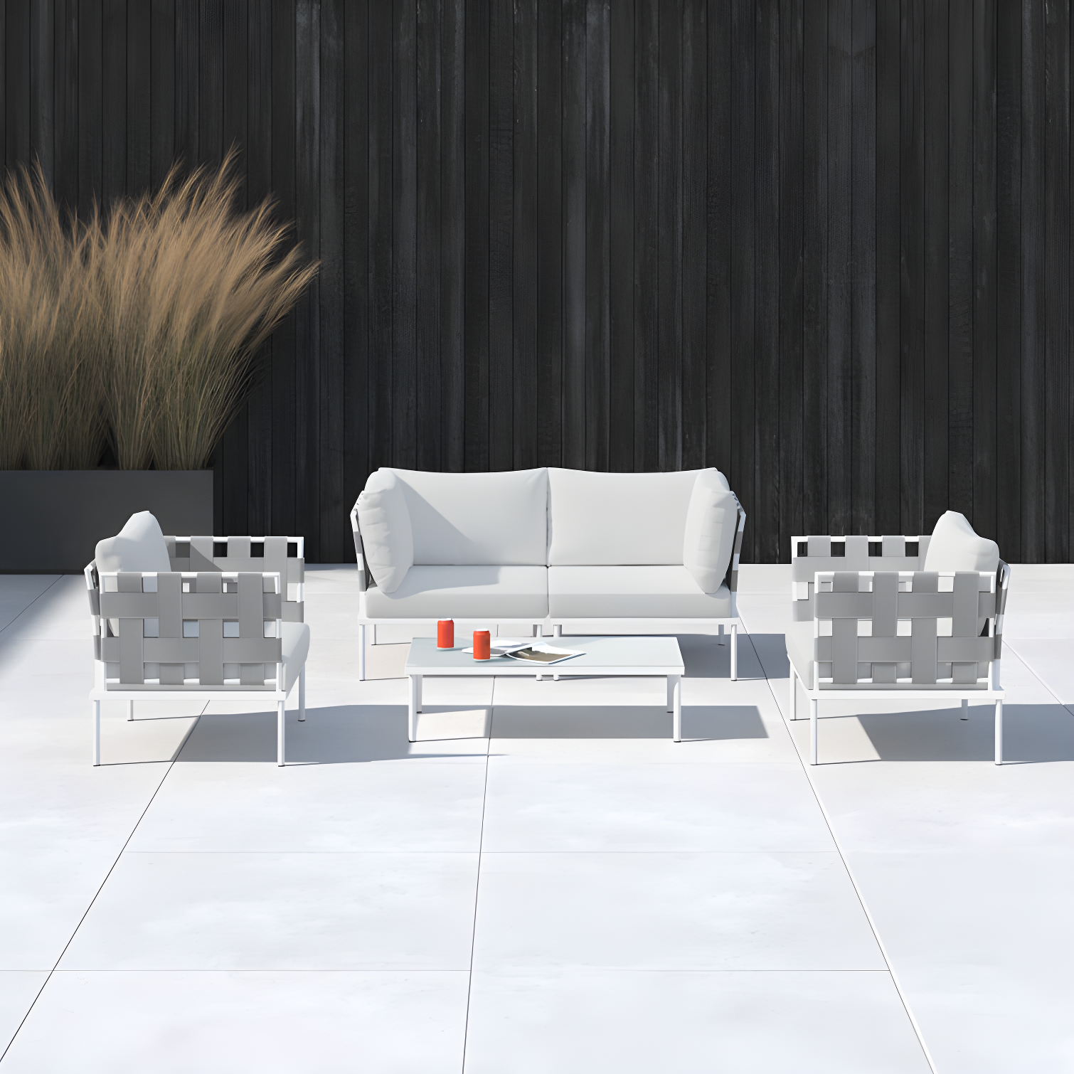 Modway Harmony 5 Piece Outdoor Patio Aluminum Sectional Sofa Set